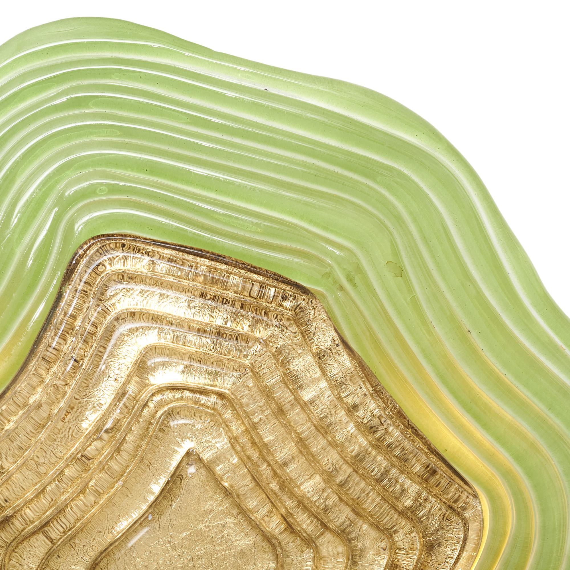 Murano Glass Green and Gold “Macchie” Sconces en Nuevo estado para la venta en Austin, TX