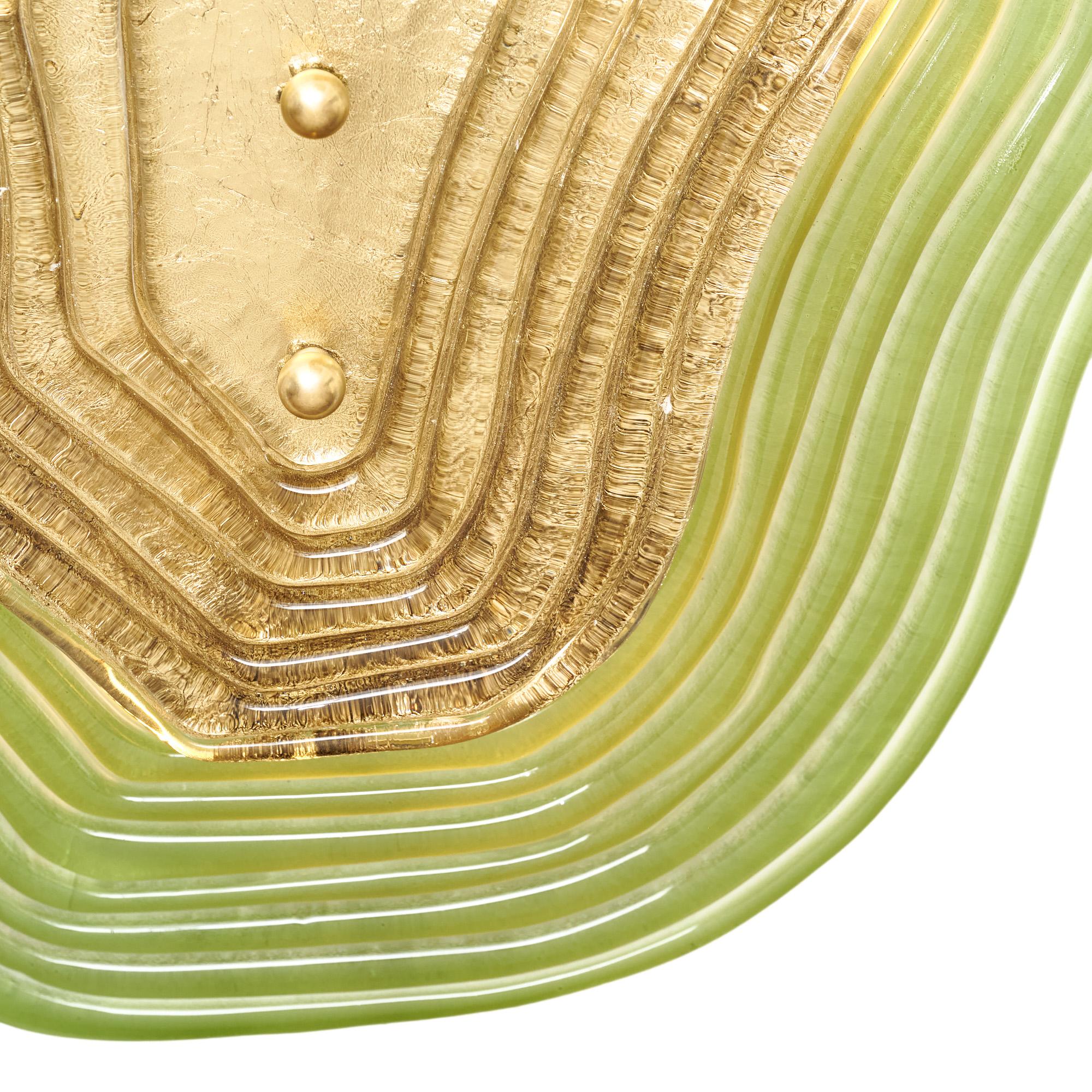 Murano Glass Green and Gold “Macchie” Sconces Siglo XXI y contemporáneo en venta