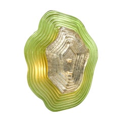 Murano Glass Green and Silver “Macchie” Sconces