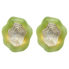 Murano Glass Green and Silver “Macchie” Sconces