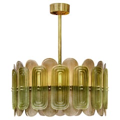 Murano Glass Green and Smoked Chandelier
