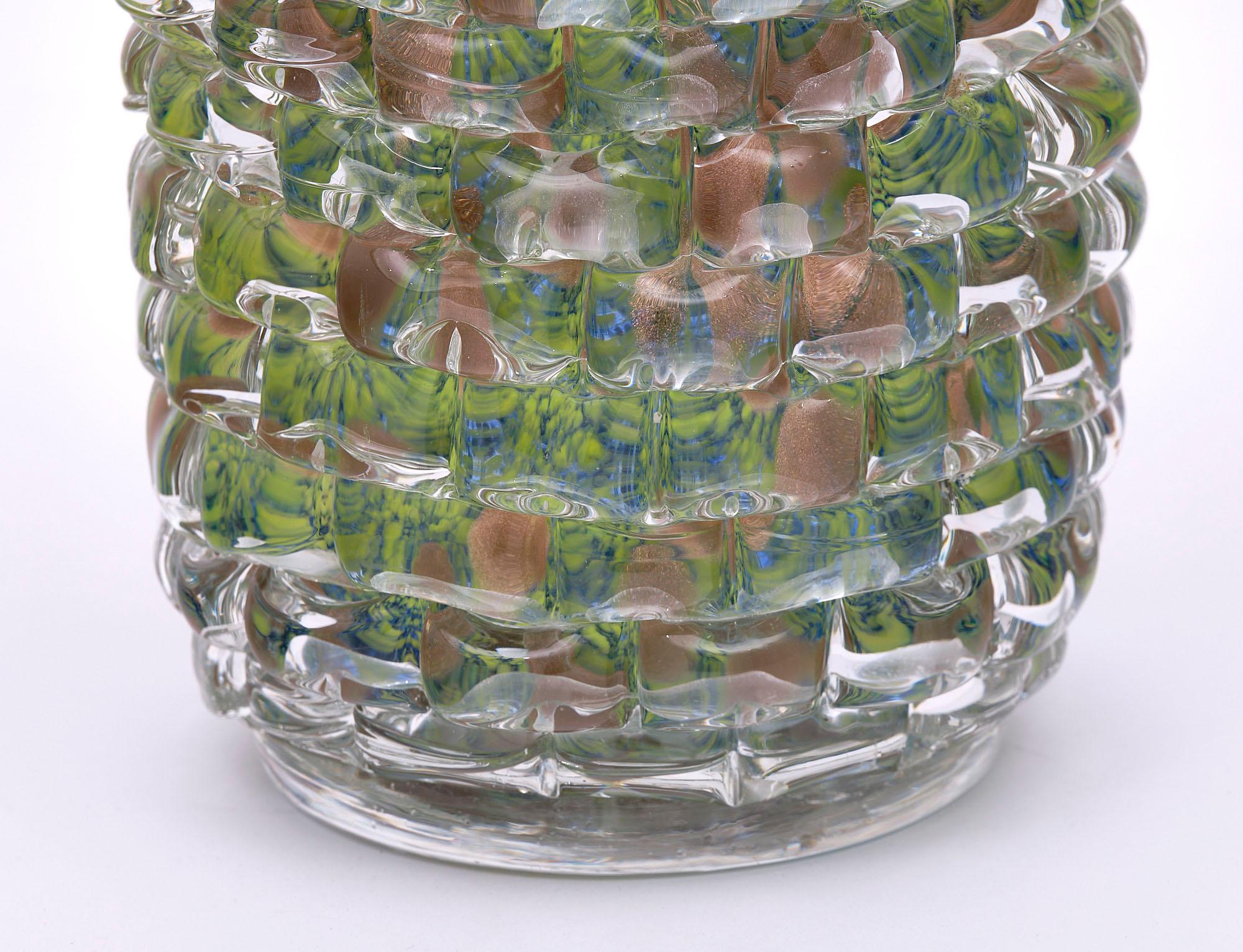 Vase en verre de Murano vert et sarcelle en vente 3