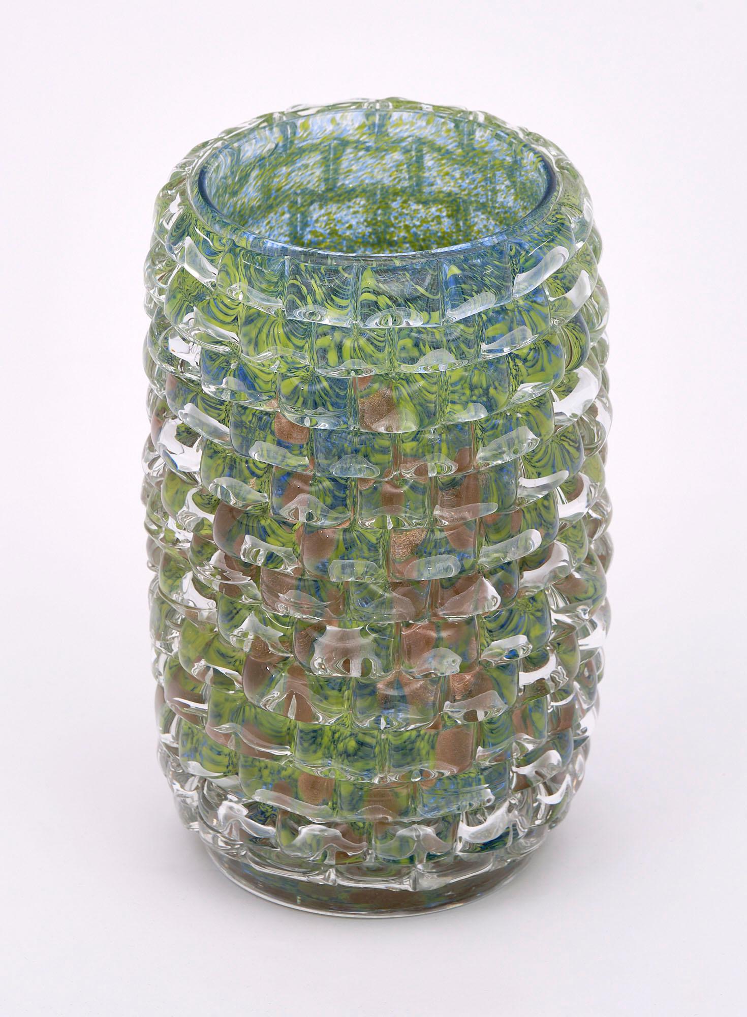 Vase from the island of Murano made of hand-blown glass in the “belle soffiate” technique.