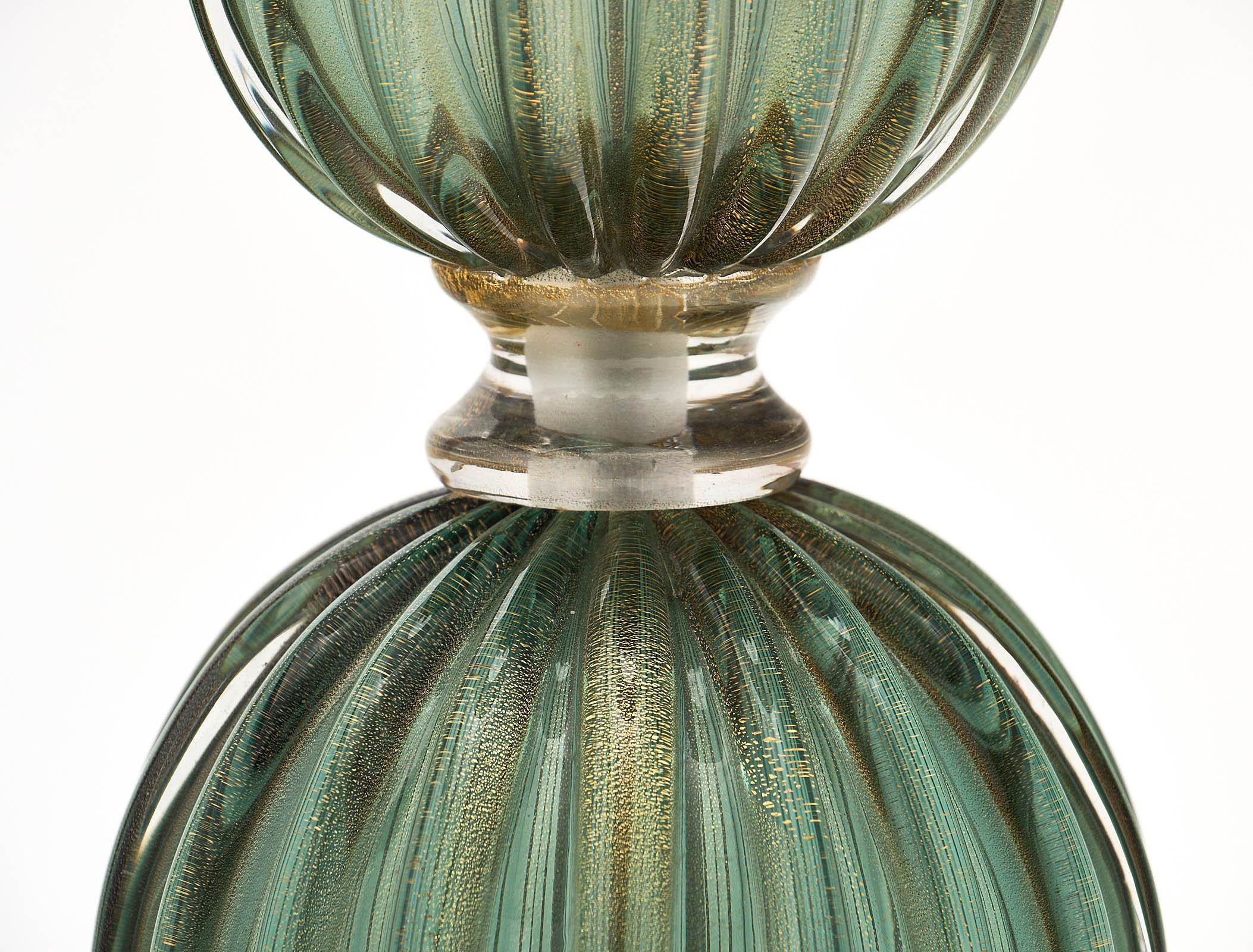 Contemporary Murano Glass Green Avventurina Lamps For Sale