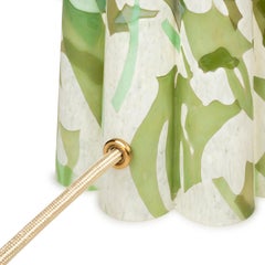 Murano Glass Green Bucket Lamp with Cotton Lampshade by Stories of Italy