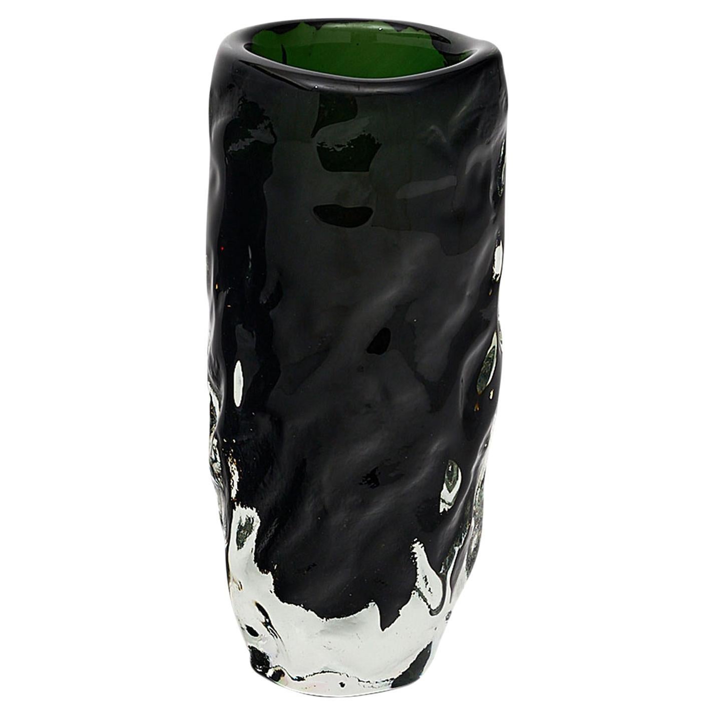 Vaso "Burri" verde in vetro di Murano