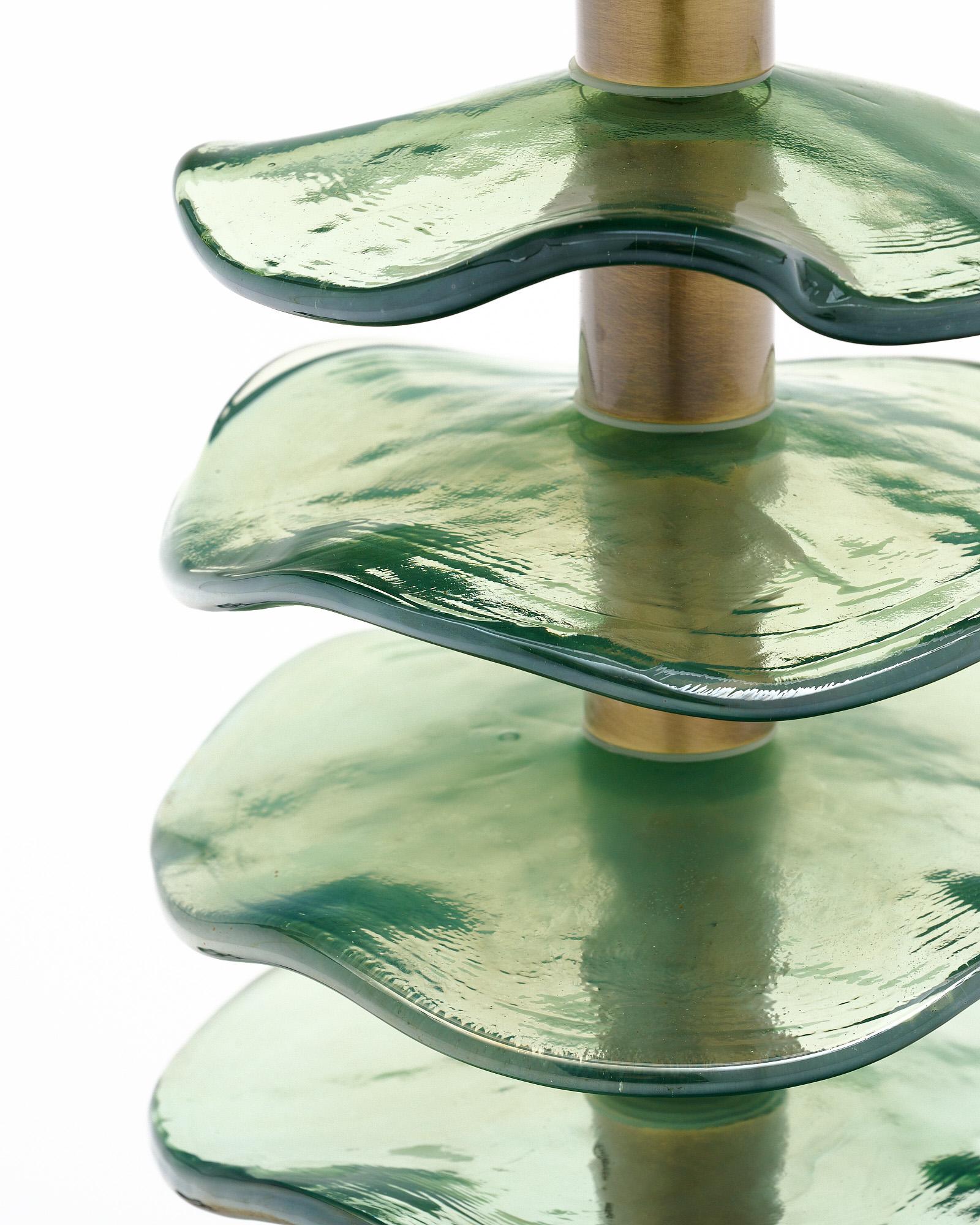 Contemporary Murano Glass Green Disc Lamps For Sale