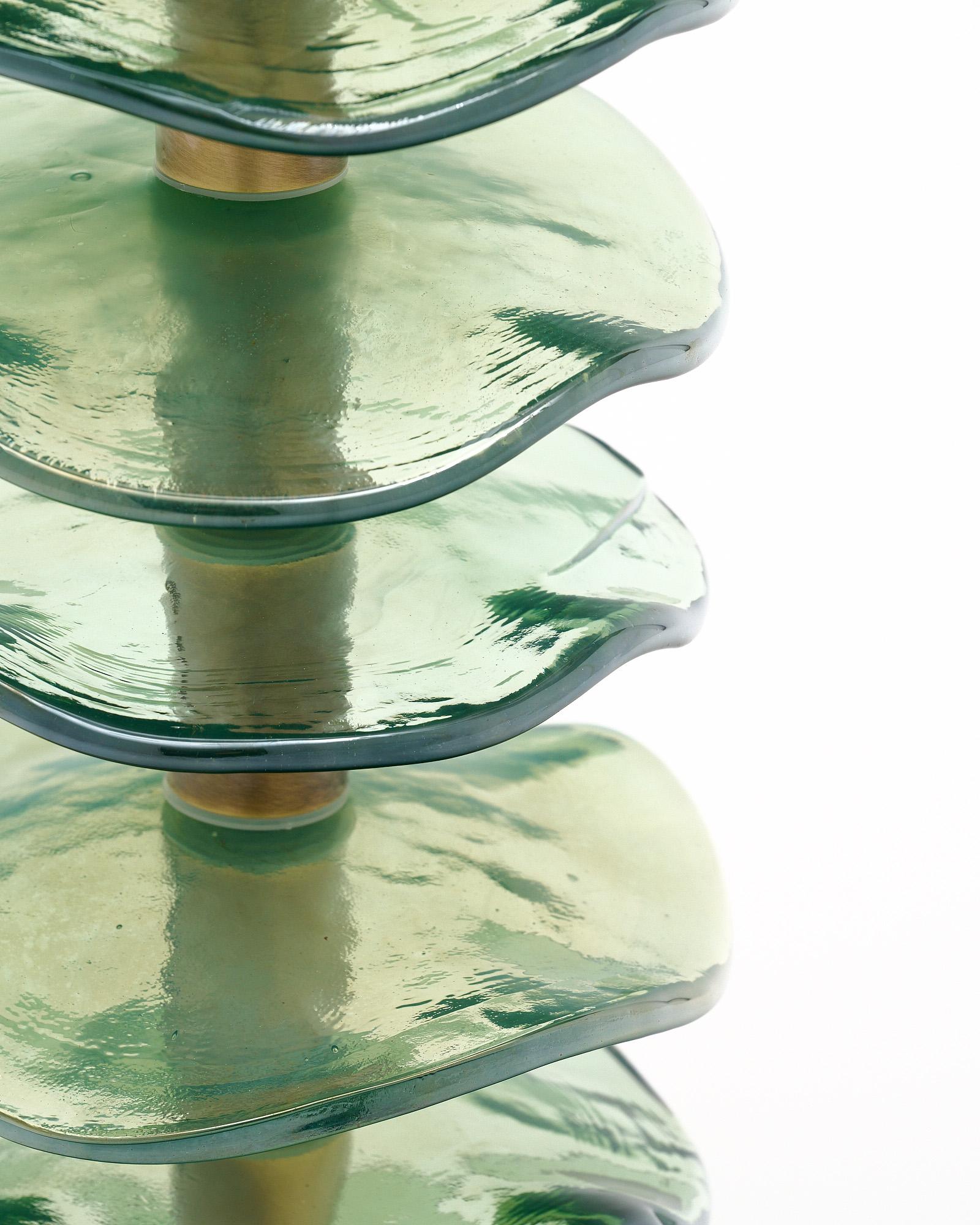 Laiton Lampes à disques verts de Murano en vente