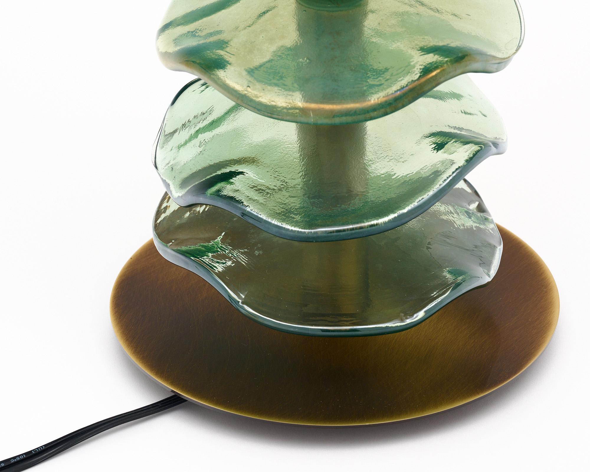 Lampes à disques verts de Murano en vente 2