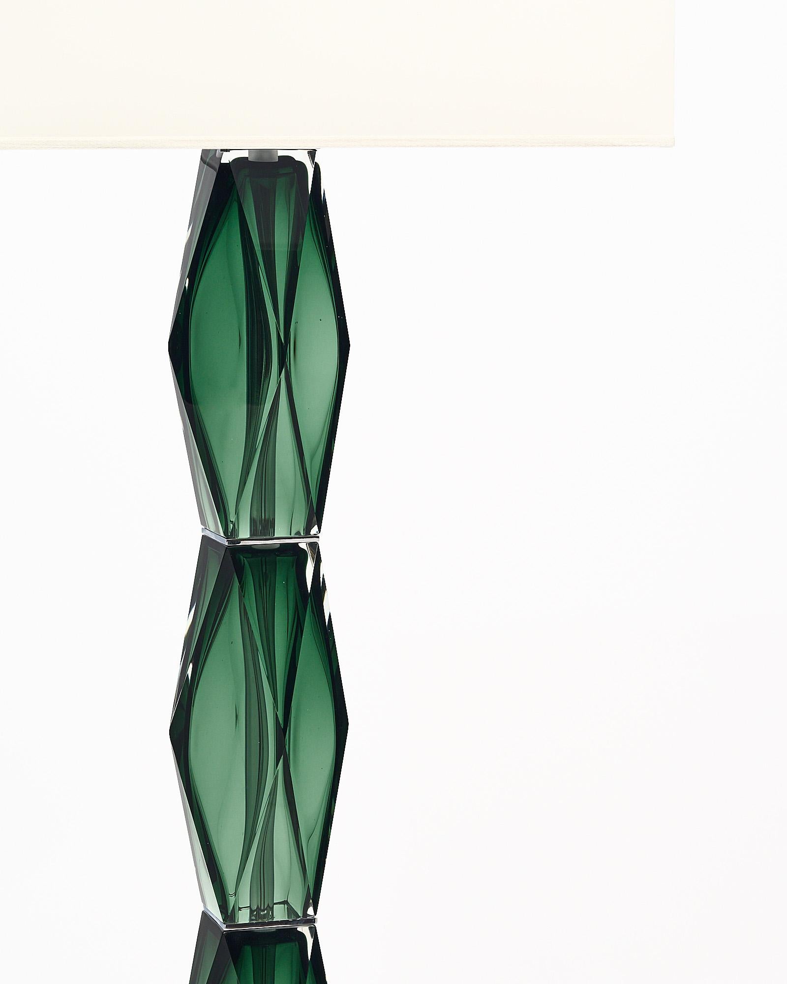 Murano Glass Green Floor Lamp In New Condition For Sale In Austin, TX
