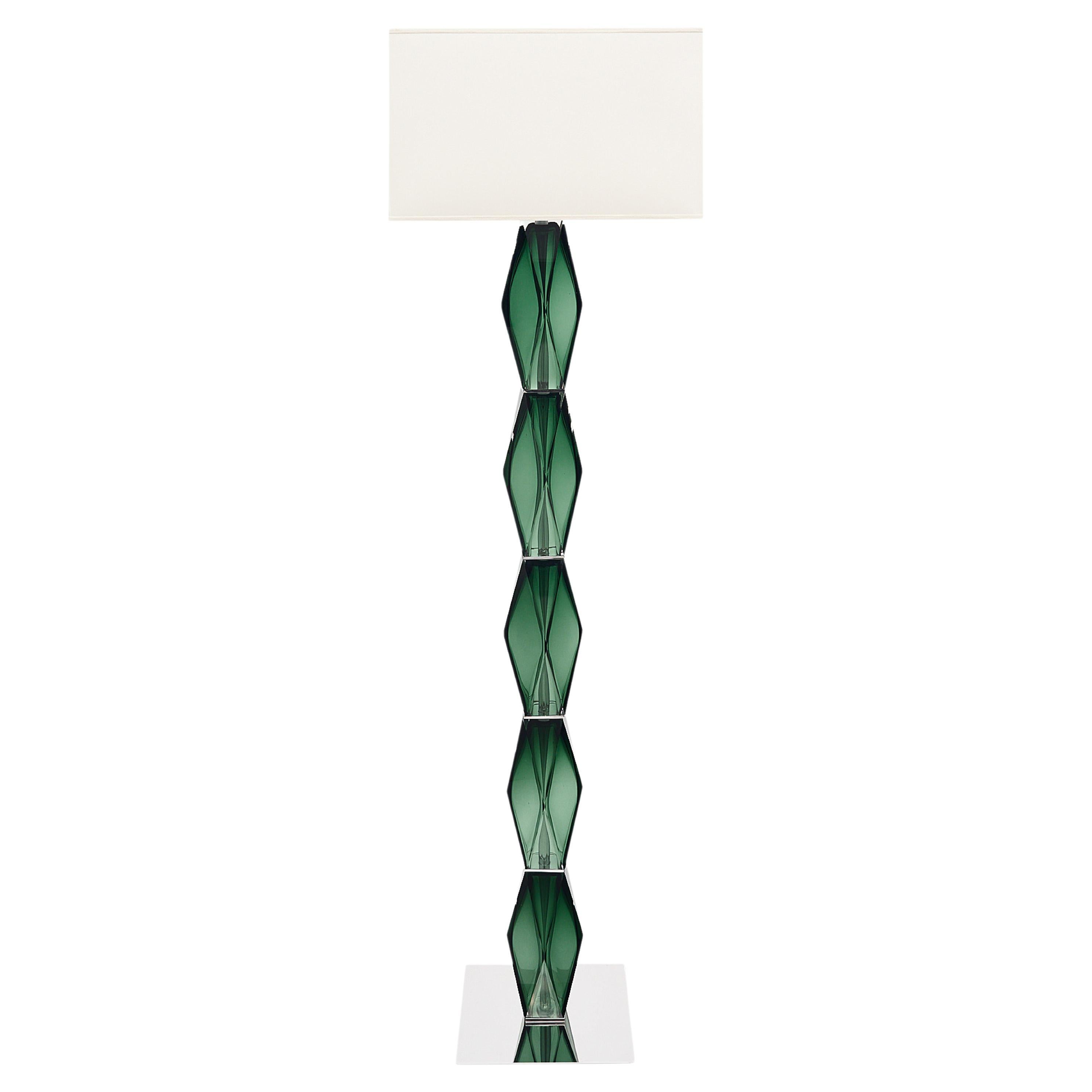 Murano Glass Green Floor Lamp For Sale