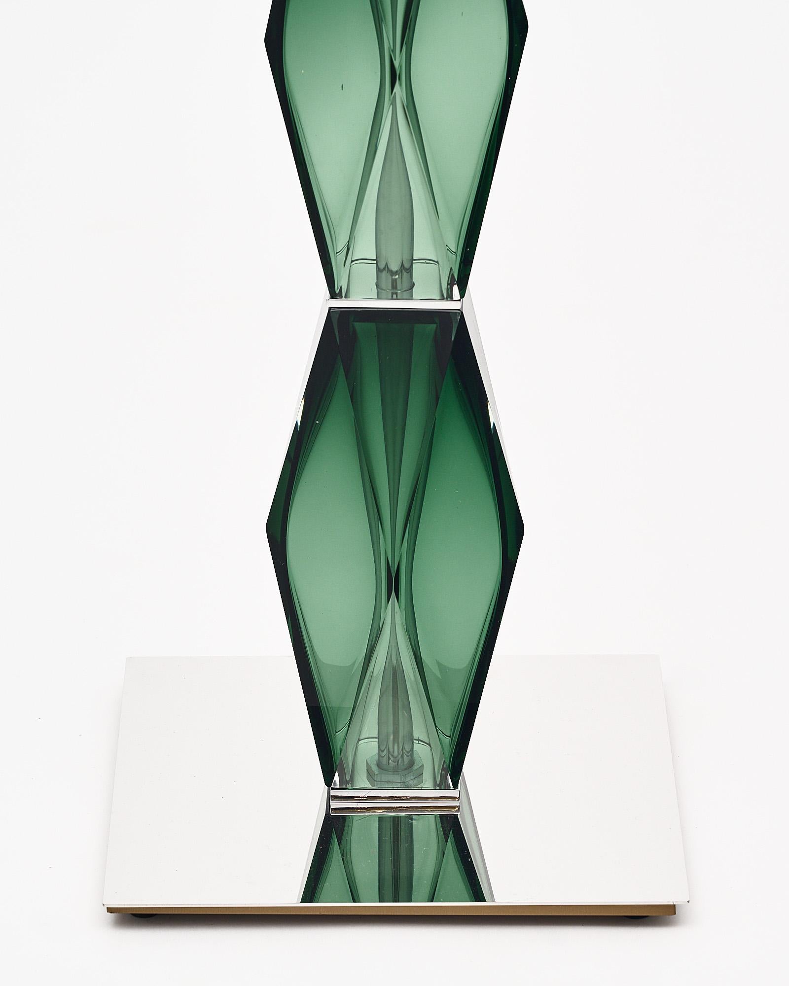 Italian Murano Glass Green Floor Lamps For Sale