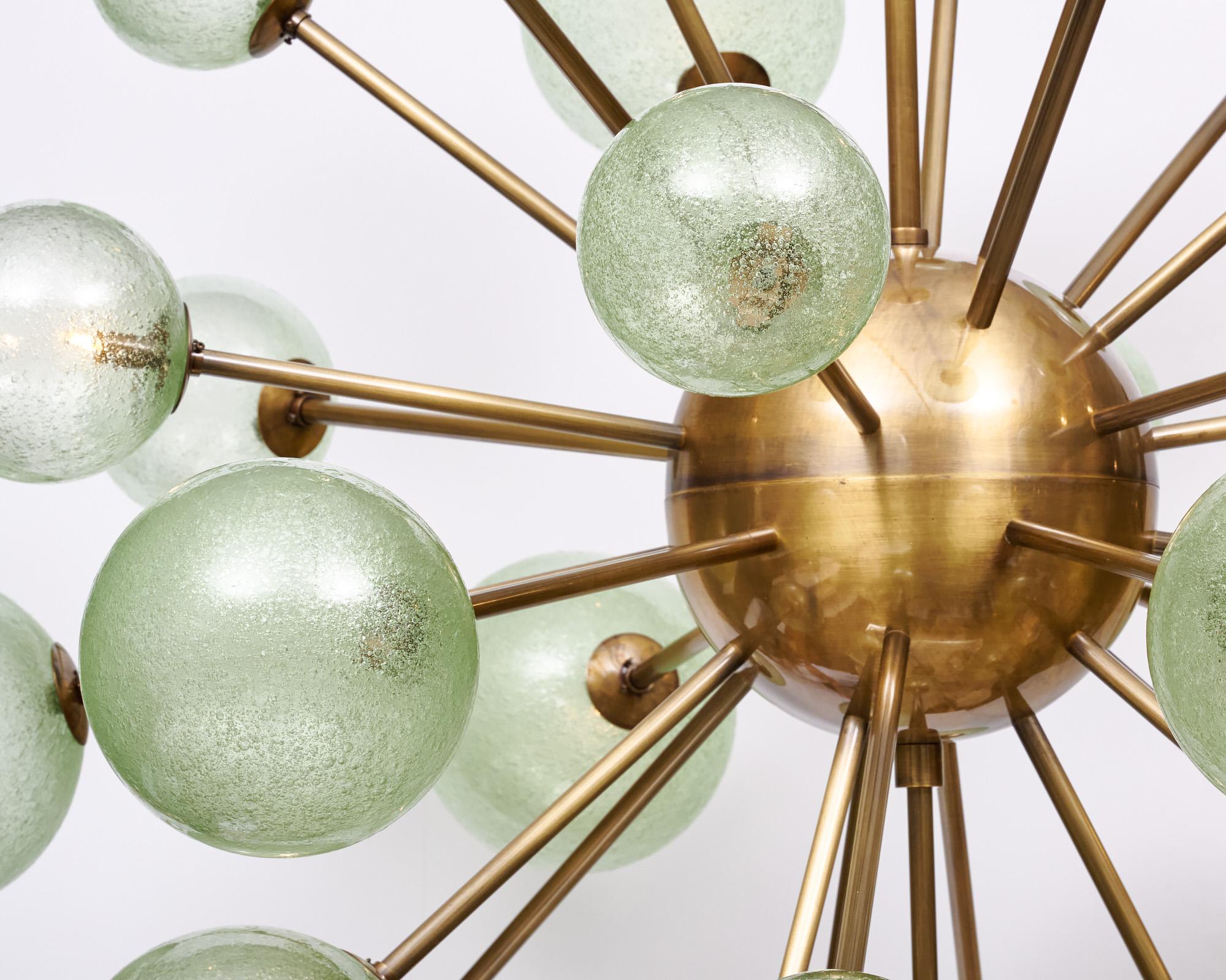 Mid-Century Modern Murano Glass Green Globe Sputnik For Sale