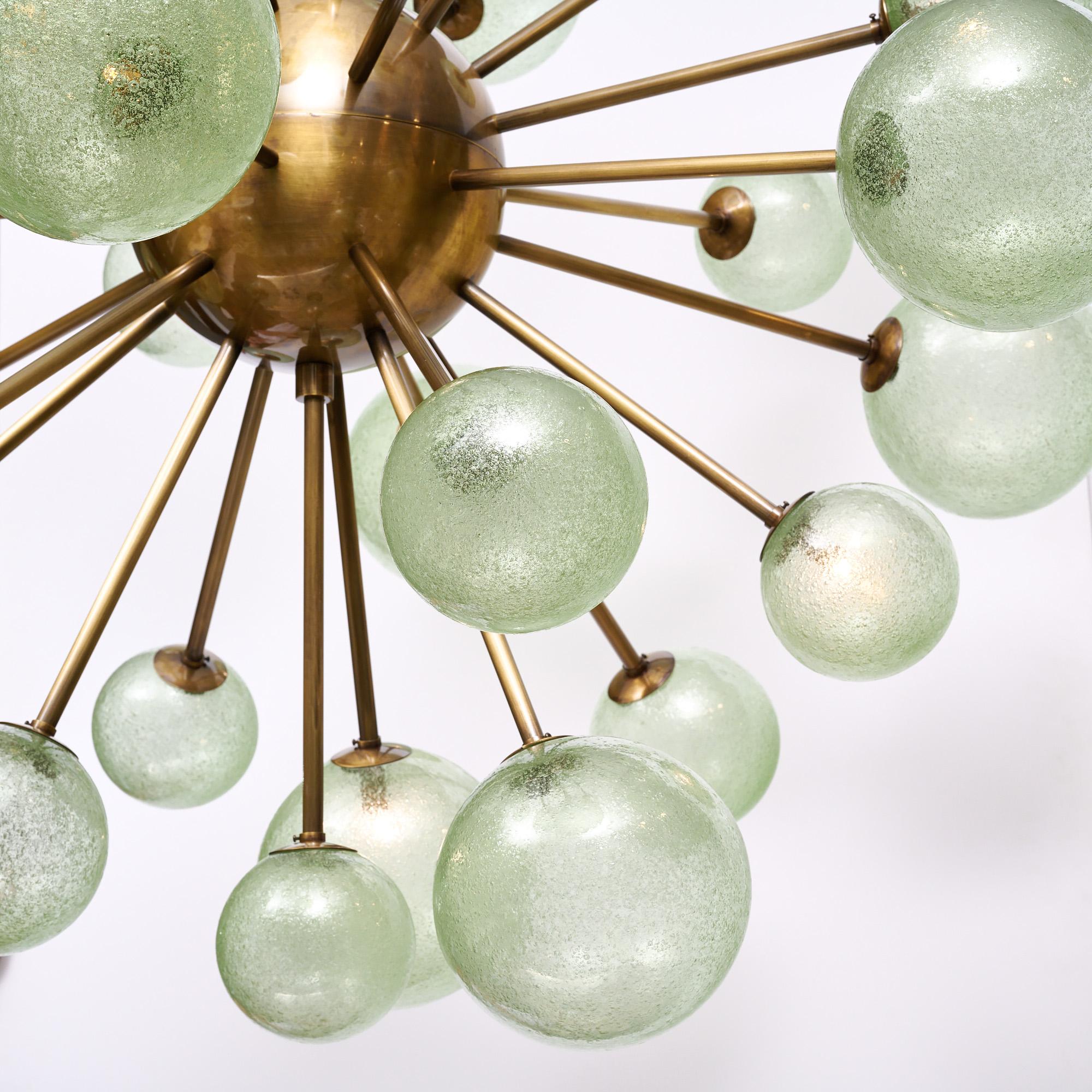 Italian Murano Glass Green Globe Sputnik For Sale