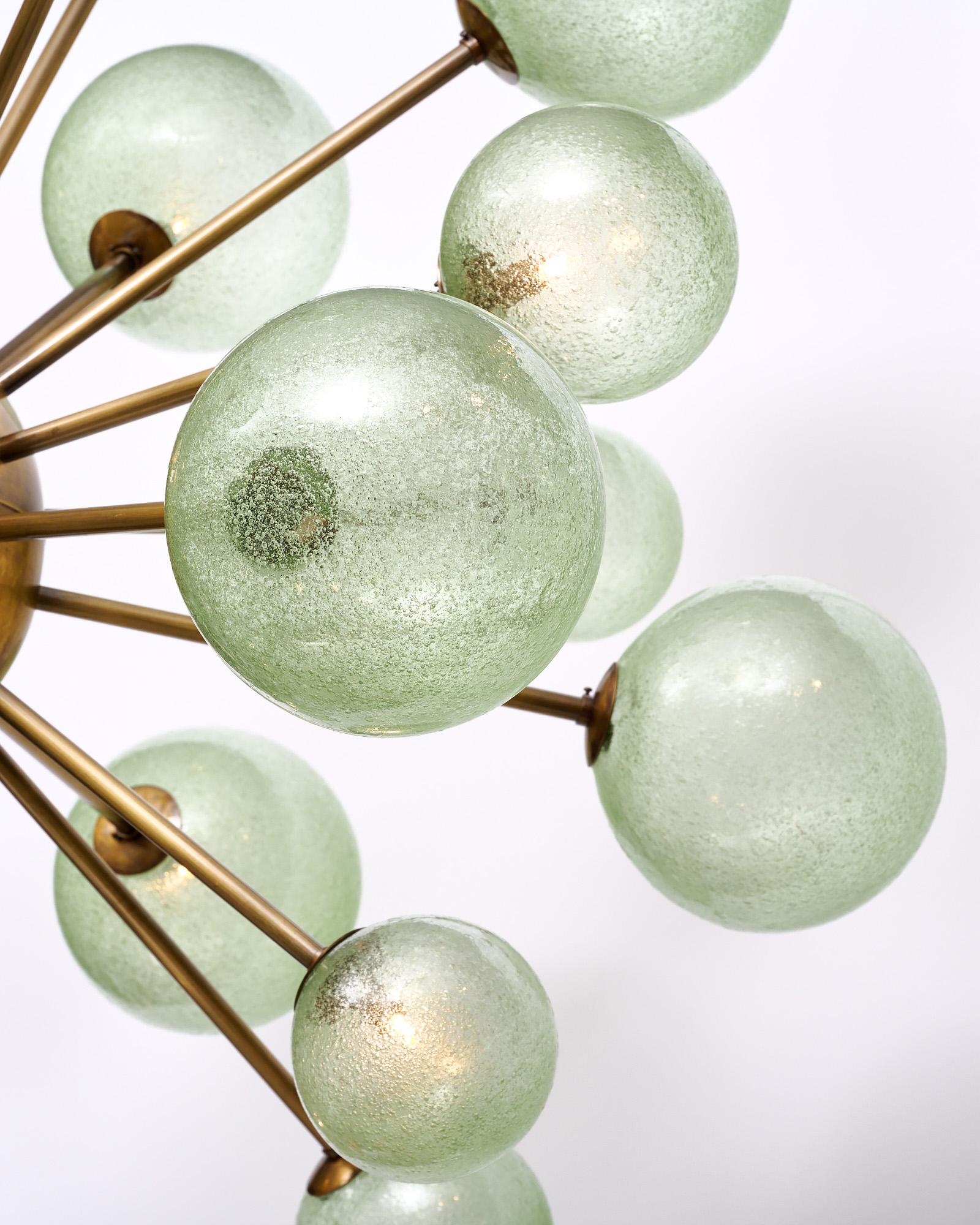 Murano Glass Green Globe Sputnik In New Condition For Sale In Austin, TX
