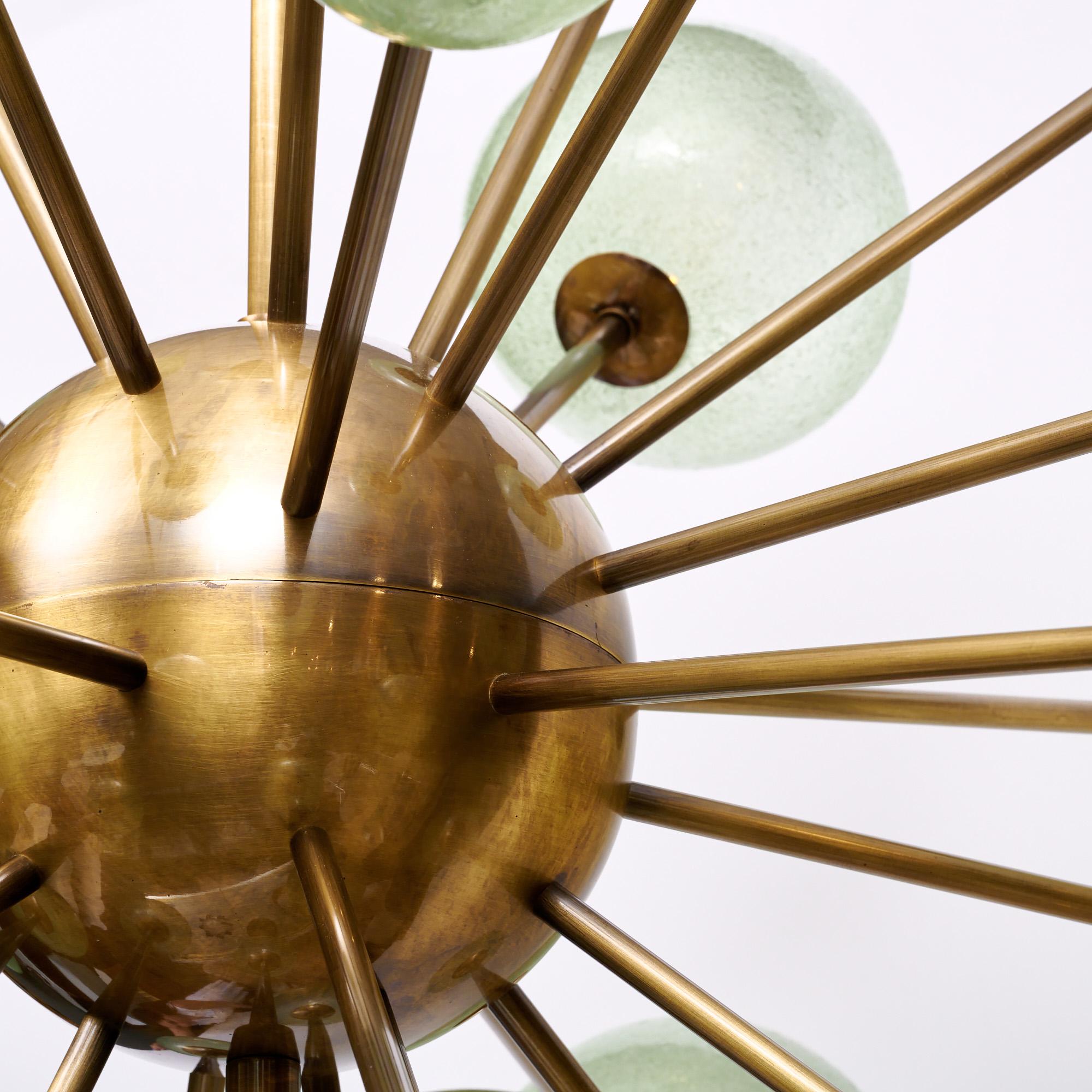 Contemporary Murano Glass Green Globe Sputnik For Sale