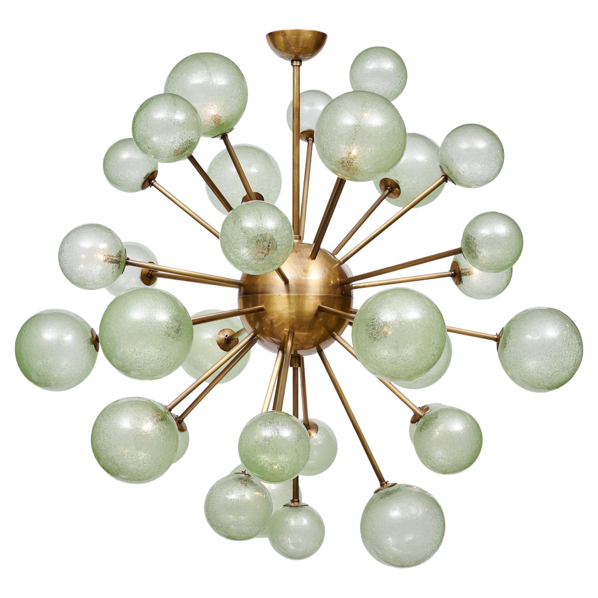 Sputnik a globo verde in vetro di Murano