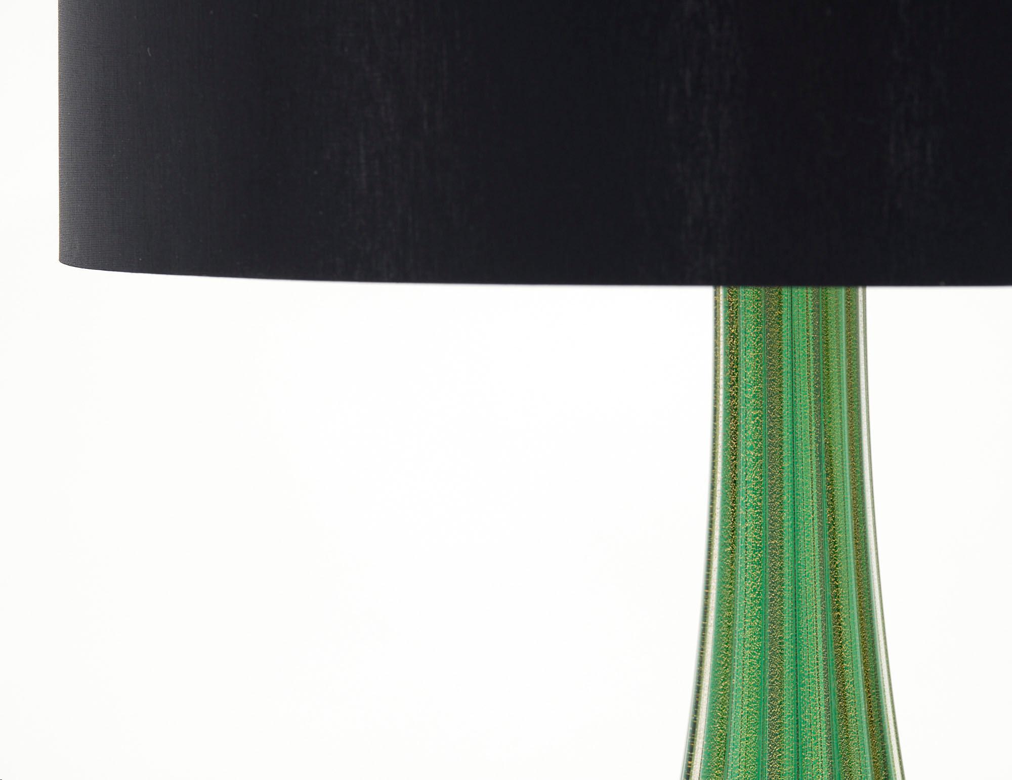 Mid-Century Modern Murano Glass Green Lamps