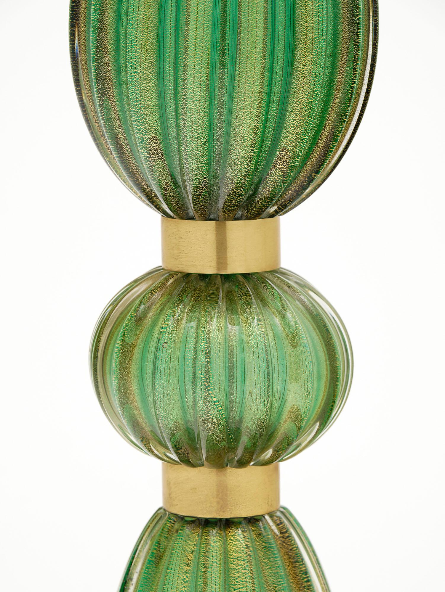 Italian Murano Glass Green Lamps