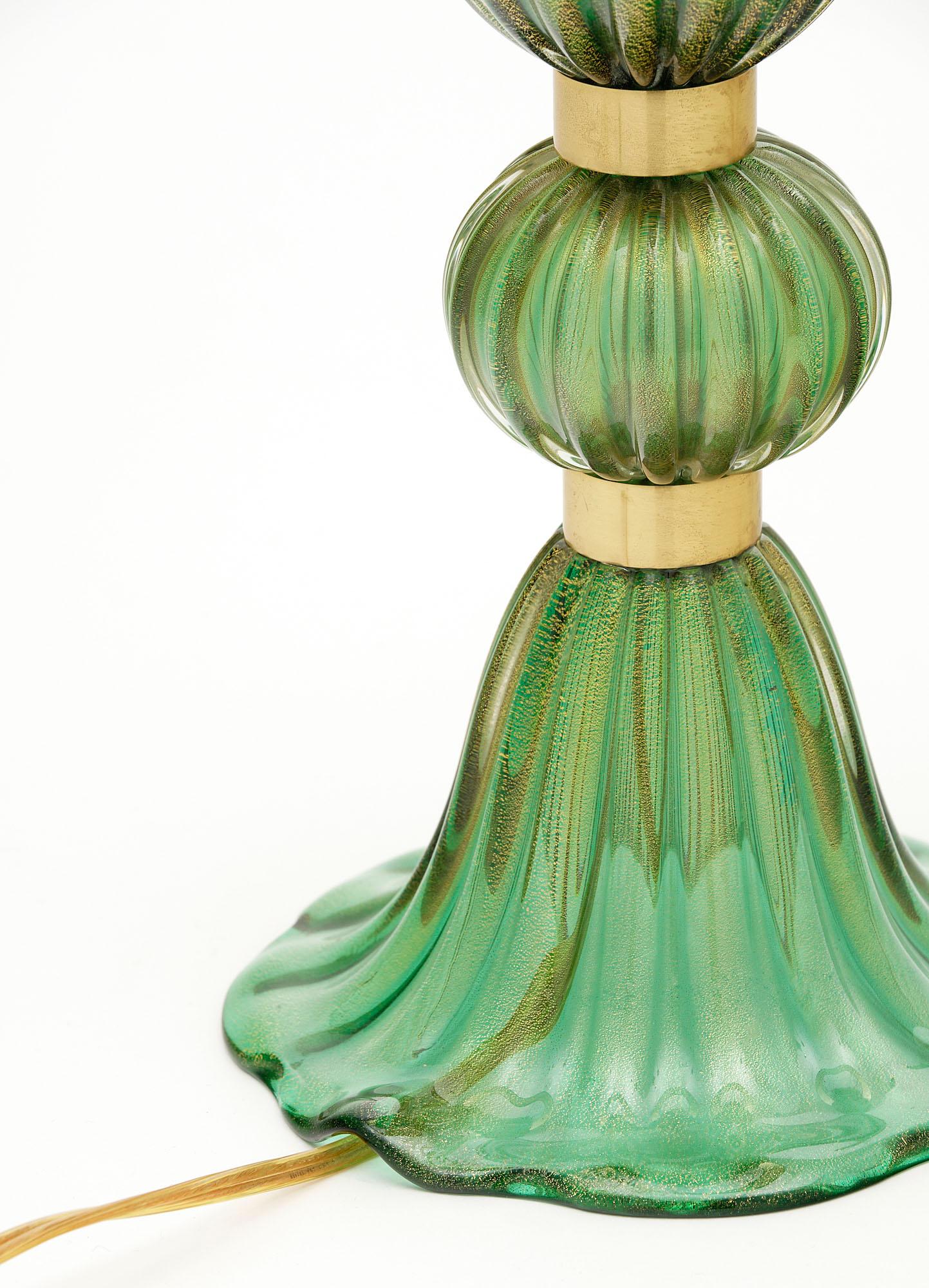Contemporary Murano Glass Green Lamps