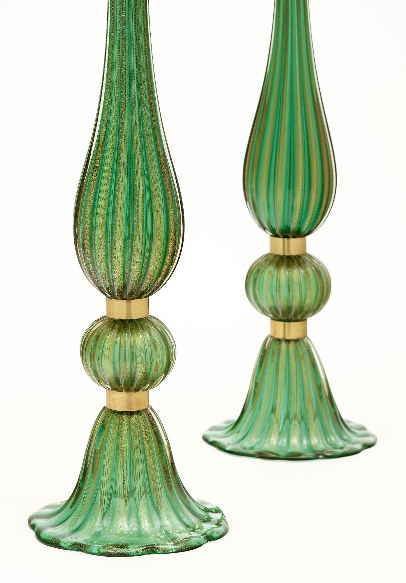 Murano Glass Green Lamps 1
