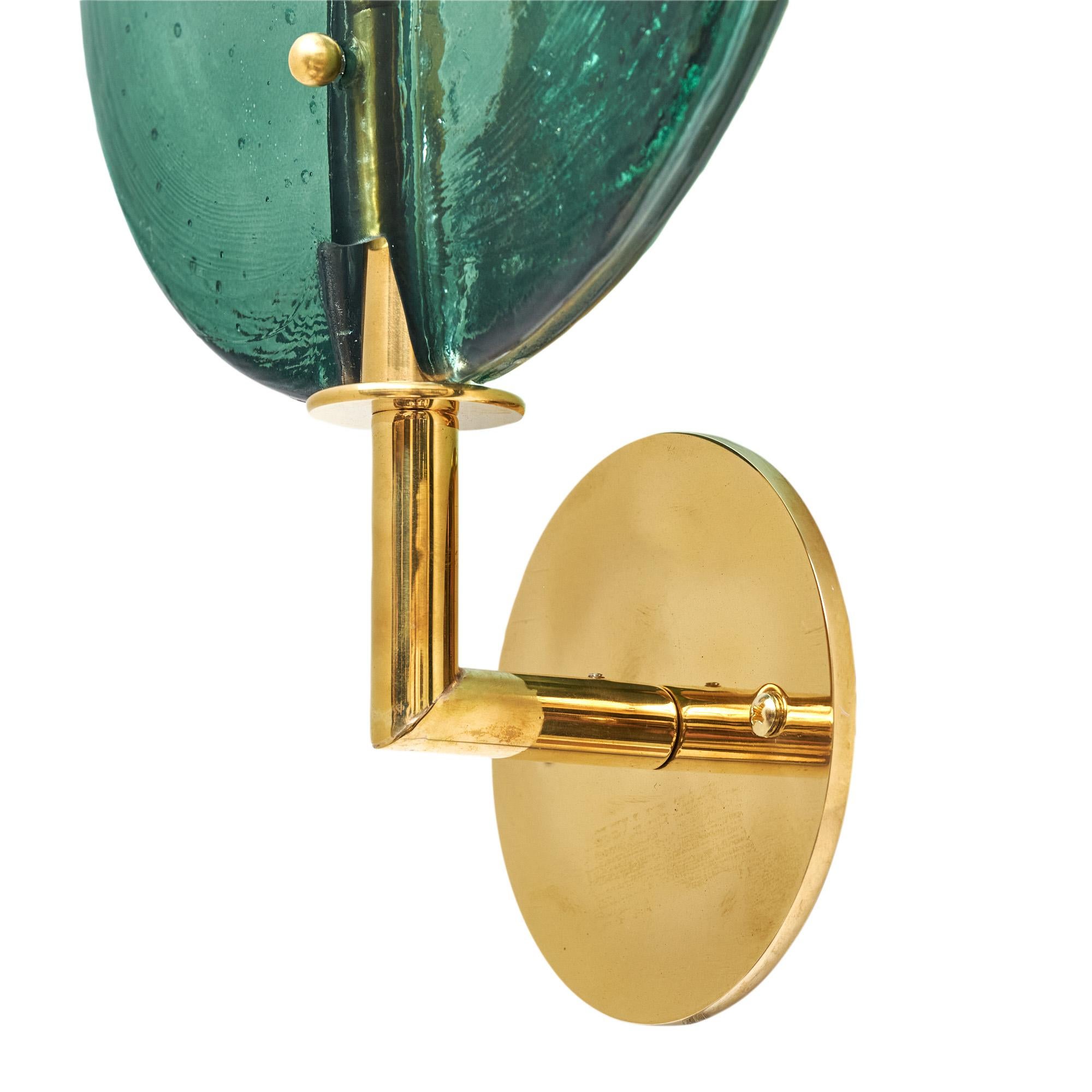 Mid-Century Modern Appliques à sucettes vertes en verre de Murano en vente