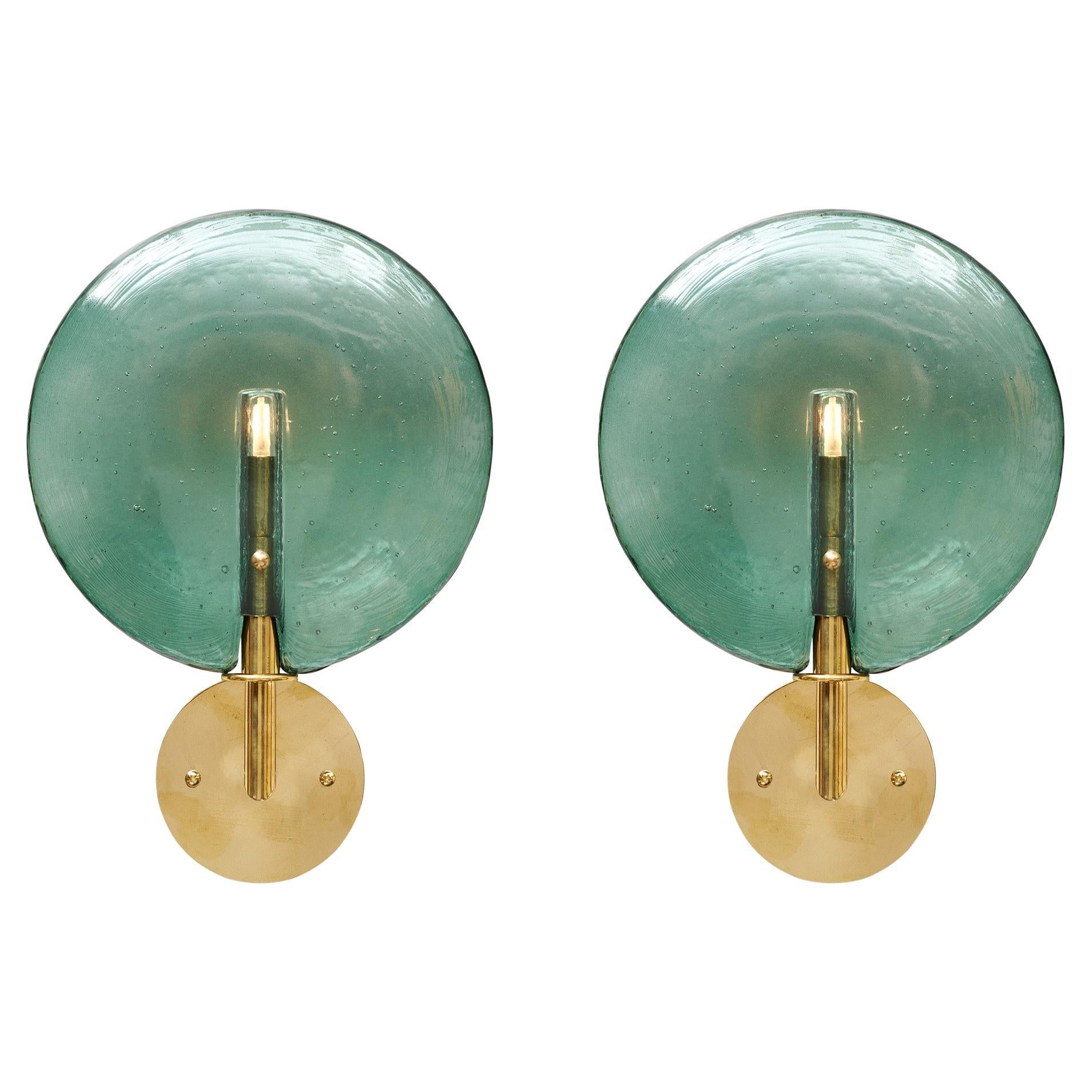 Appliques à sucettes vertes en verre de Murano en vente