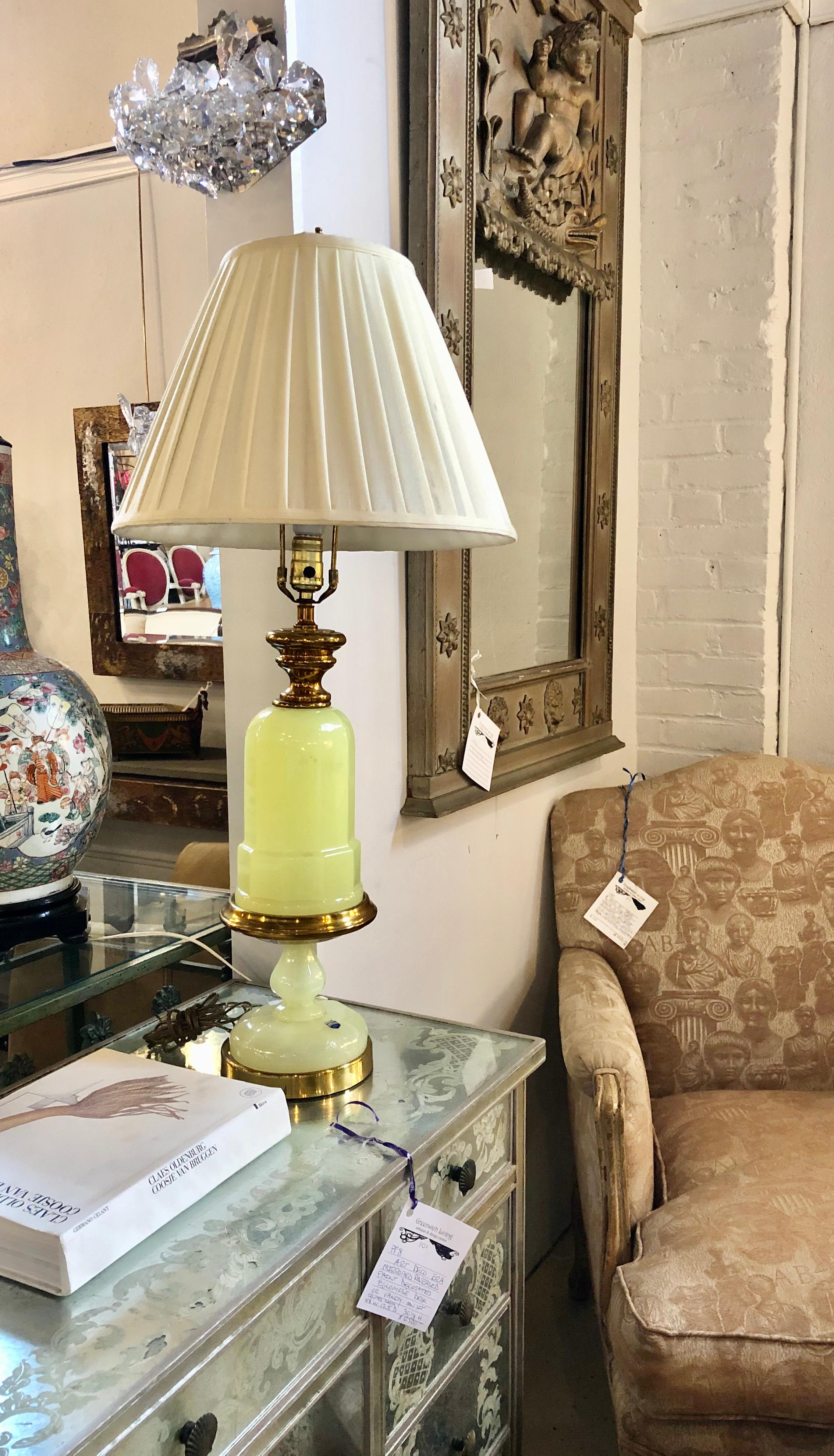 Late 20th Century Murano Glass Green Opaline Lamp, Gino Cendesese Vetri Label