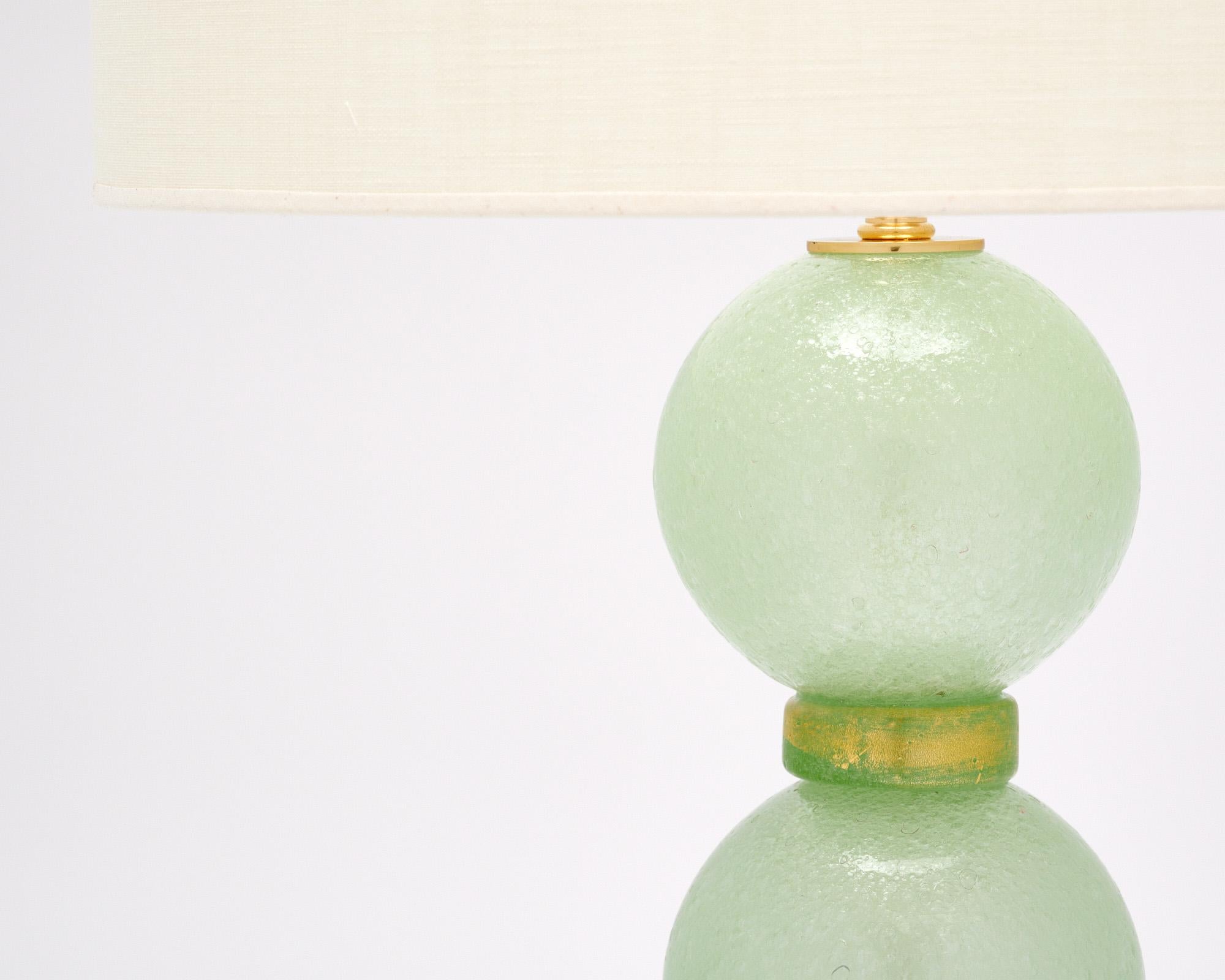 Modern Murano Glass Green Pulegoso Lamps For Sale