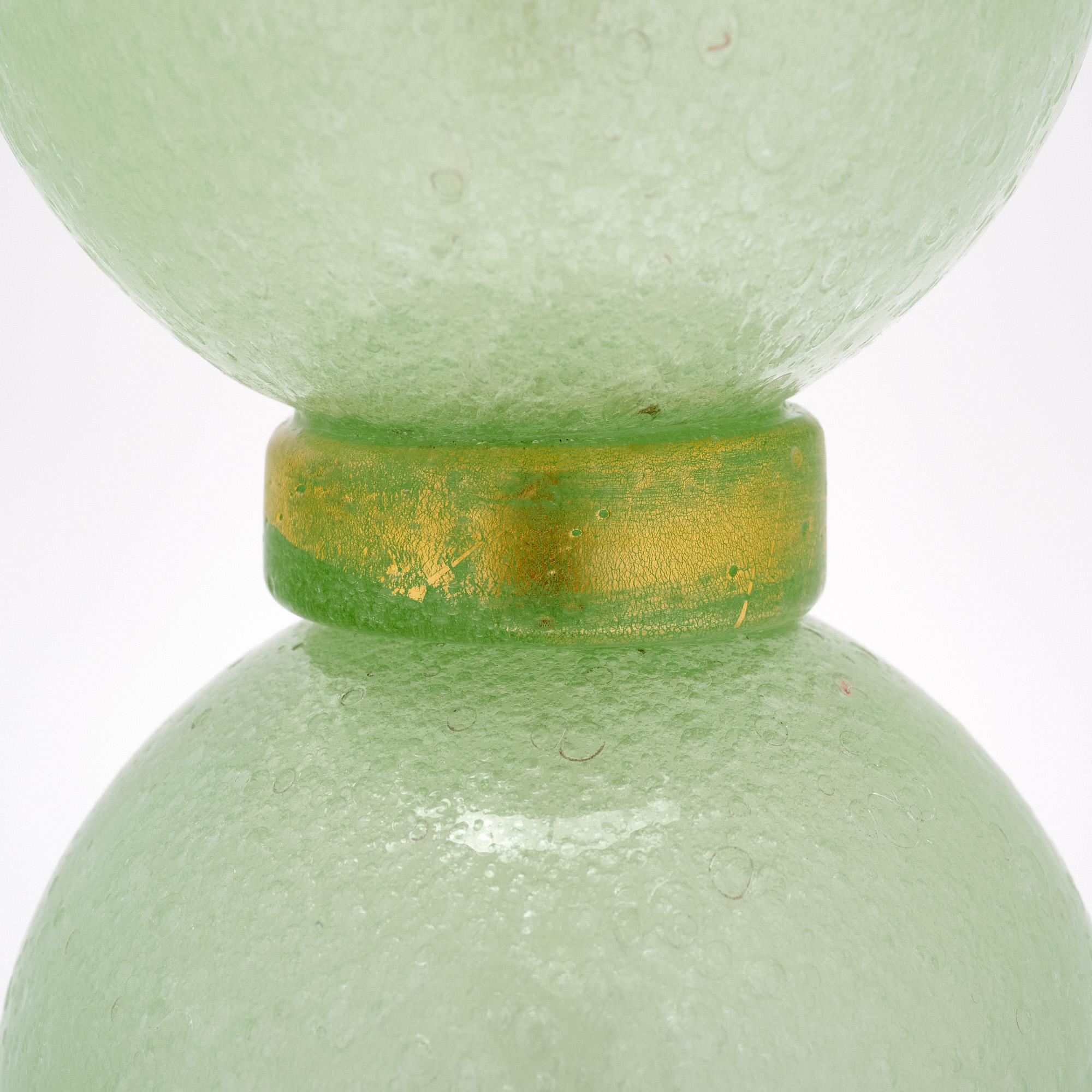 Contemporary Murano Glass Green Pulegoso Lamps For Sale
