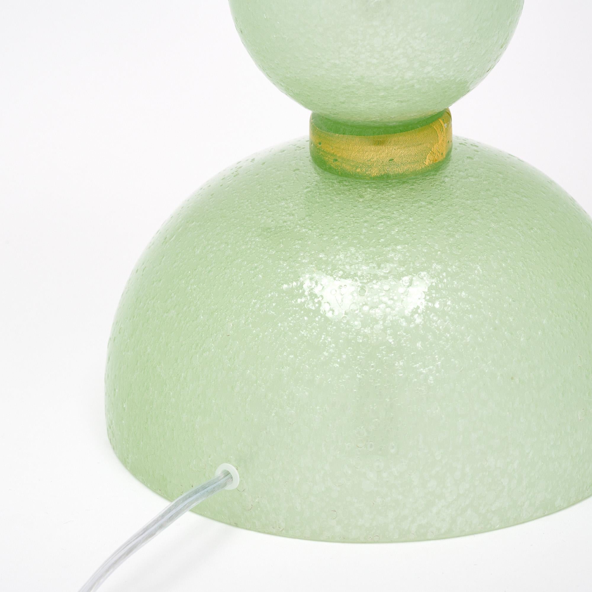 Murano Glass Green Pulegoso Lamps For Sale 1