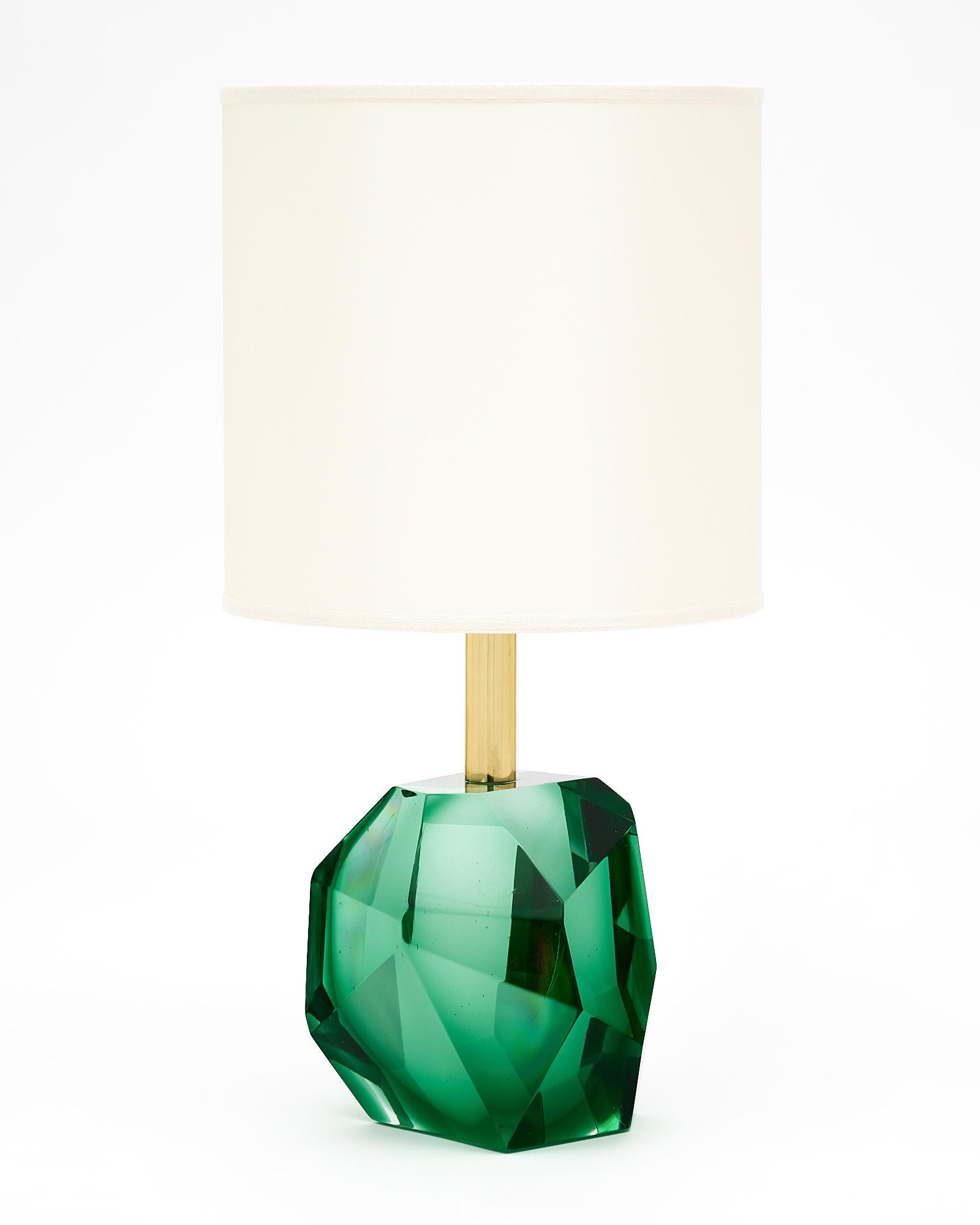 green glass lamps