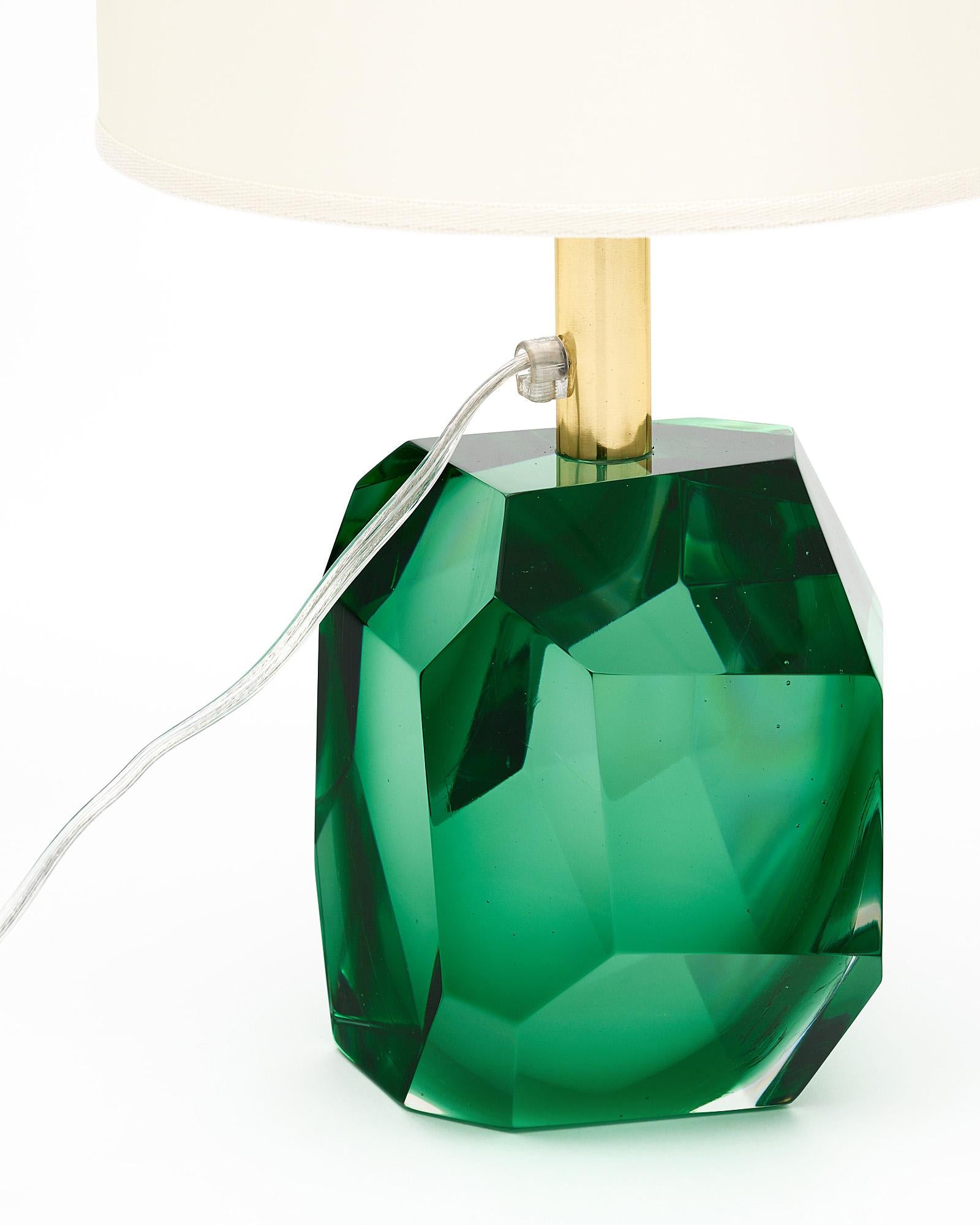 Contemporary Murano Glass Green Rock Lamps For Sale