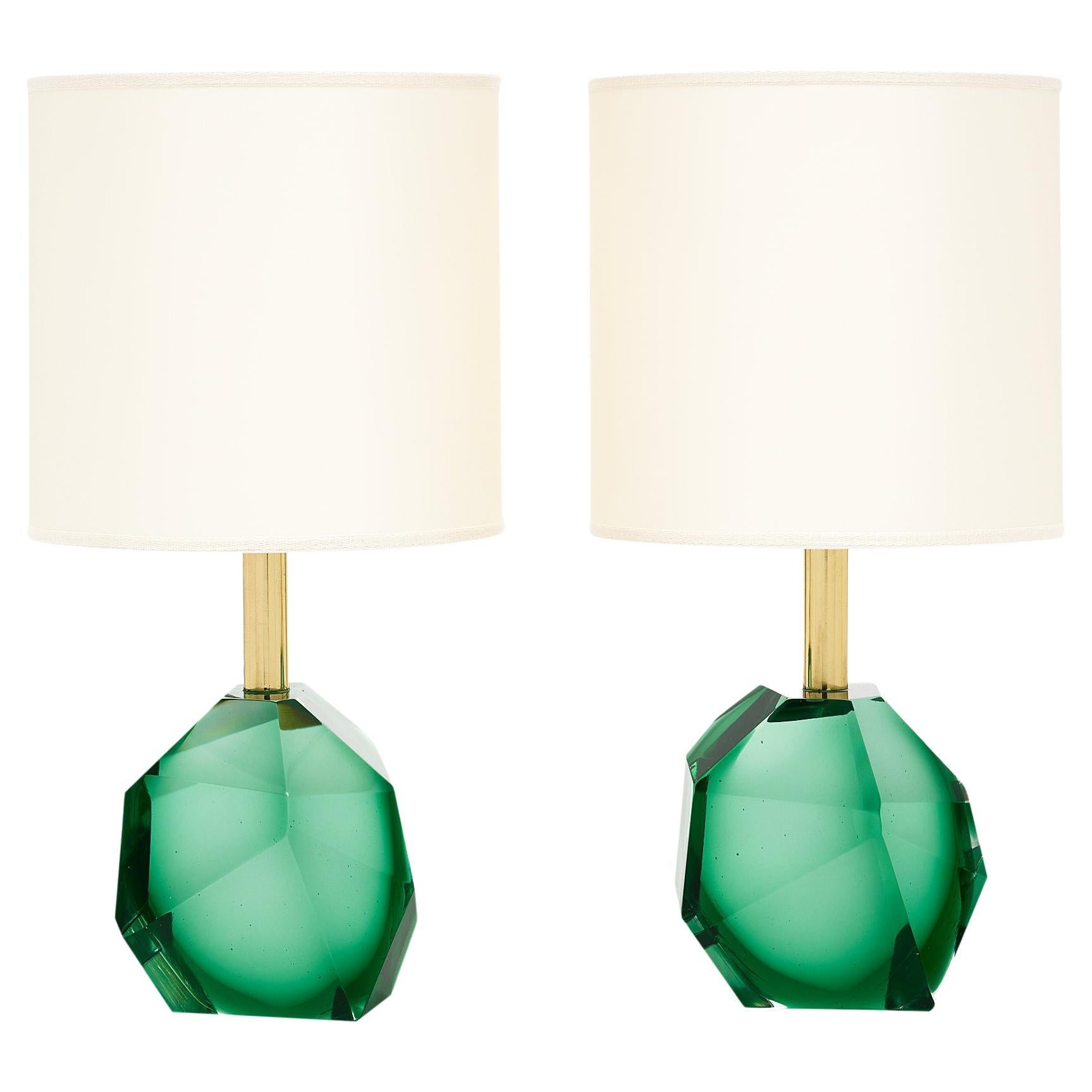 Murano Glass Green Rock Lamps For Sale