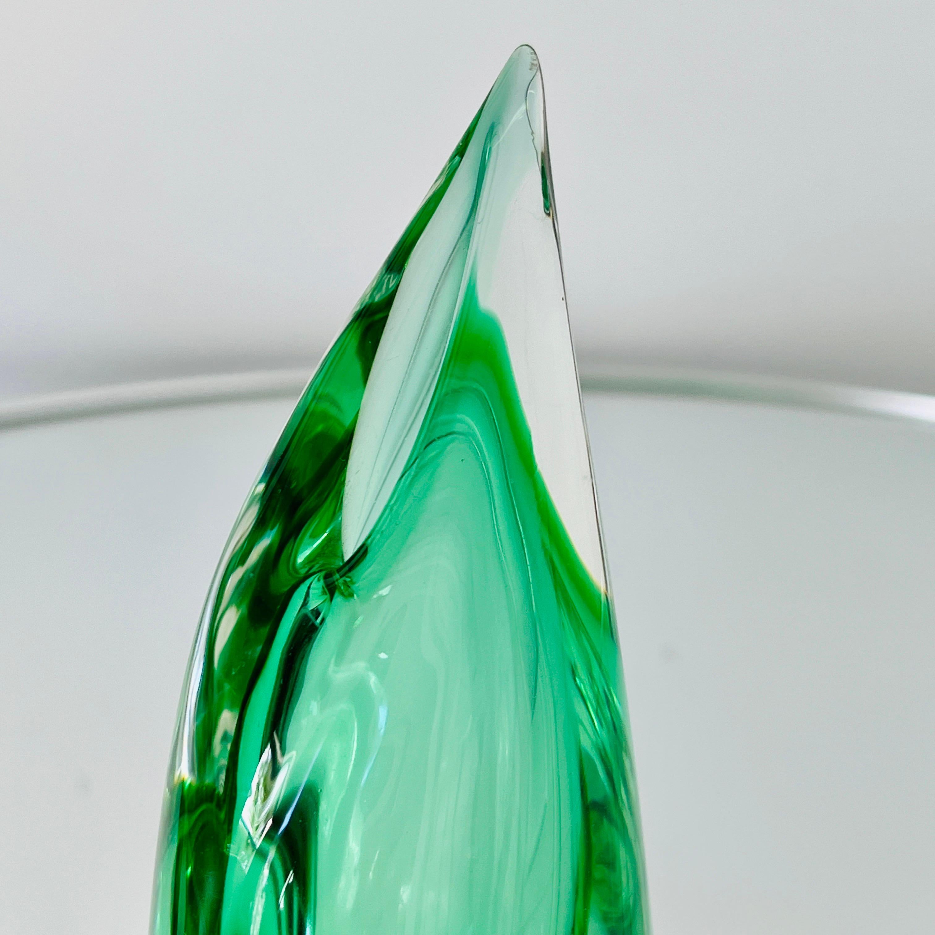 Blown Glass Murano Glass Green Sommerso Teardrop Vase by Luigi Onesto, 1970's 