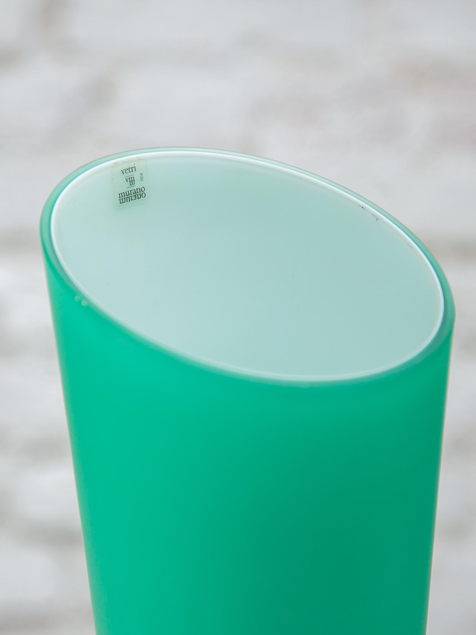 Lampe de table en verre de Murano vert, designée par Vetri Vintage 1980 Murano en vente 5