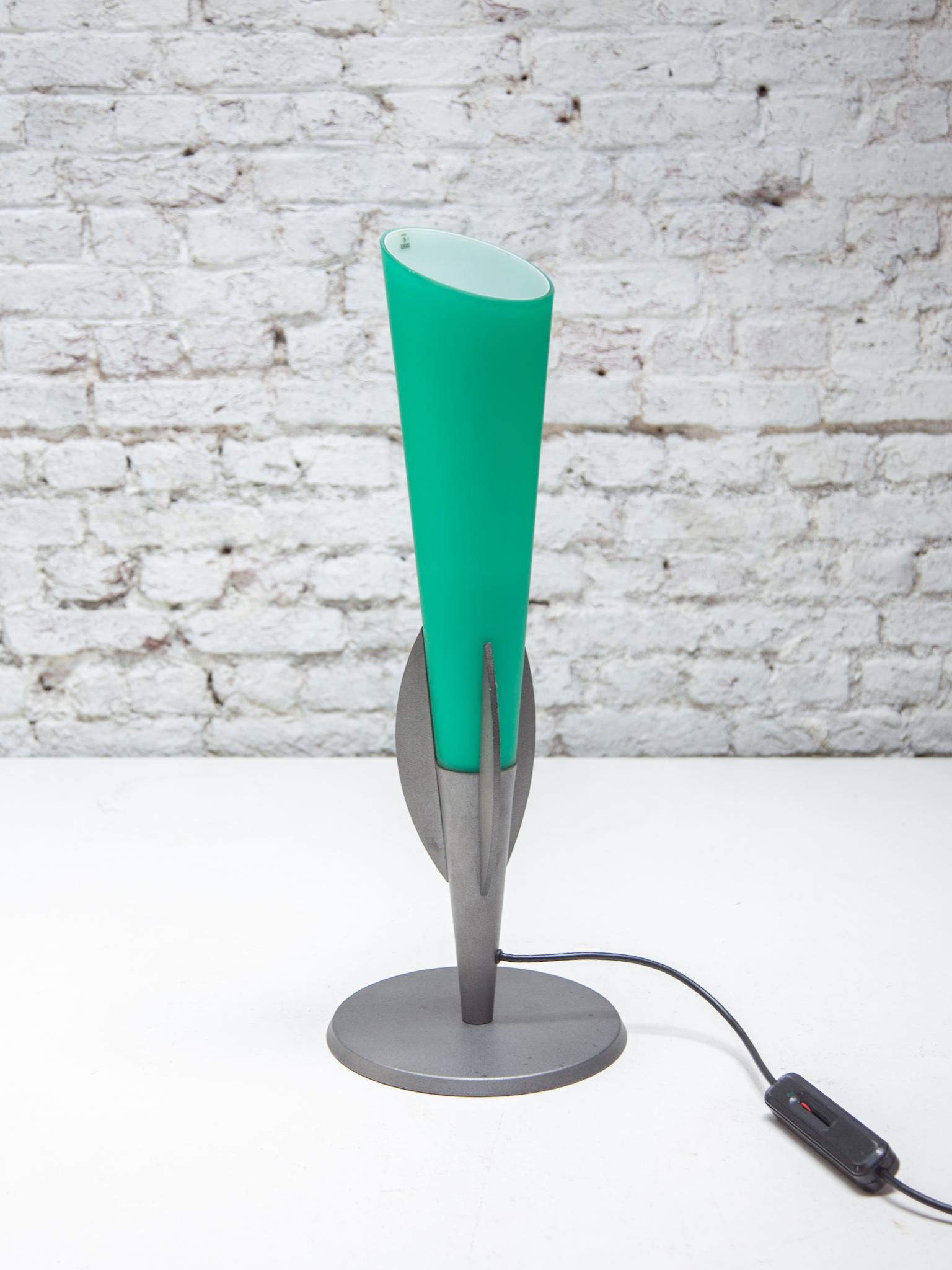 Lampe de table en verre de Murano vert, designée par Vetri Vintage 1980 Murano en vente 1