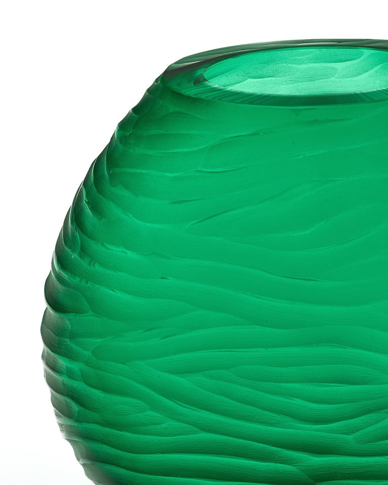Murano Glass Green Textured Vase For Sale at 1stDibs