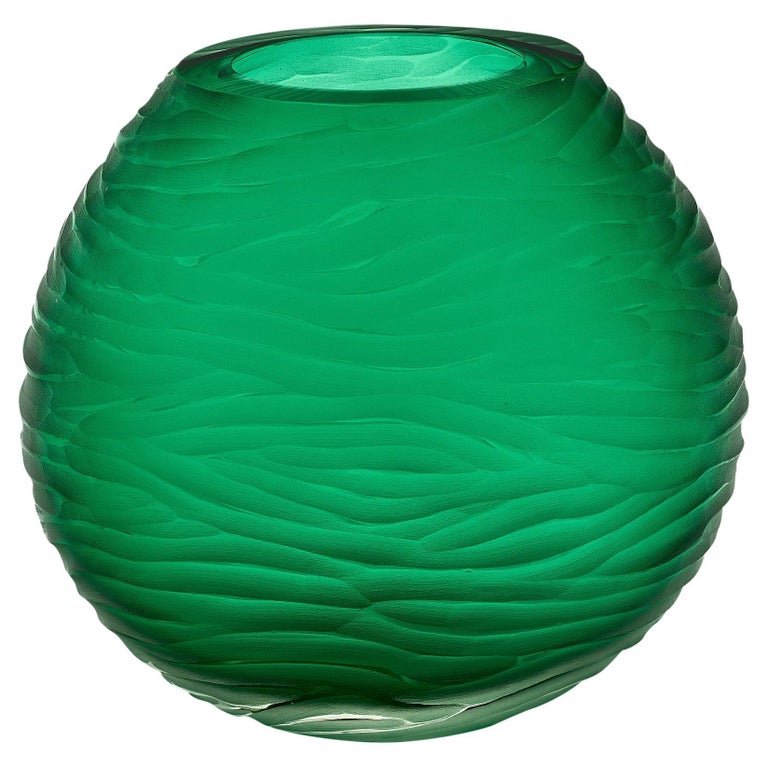 Murano Glass Green Textured Vase For Sale at 1stDibs
