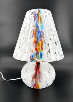 Murano Glass Hand Blown White Color Murrine Band Table Lamp