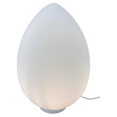 Murano Glass Hand Blown White Egg Lamp, Total White Edition Big Size Table Lamp
