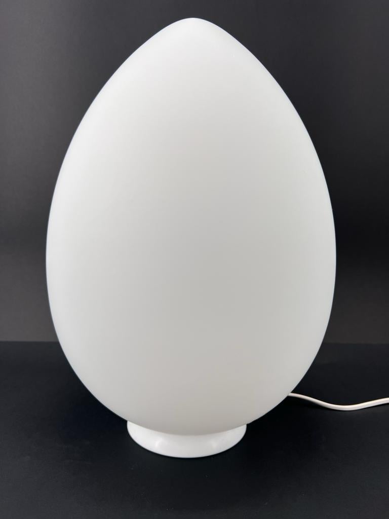 Modern Murano Glass Hand Blown White Egg Lamp, Total White Edition Big Size Table Lamp For Sale
