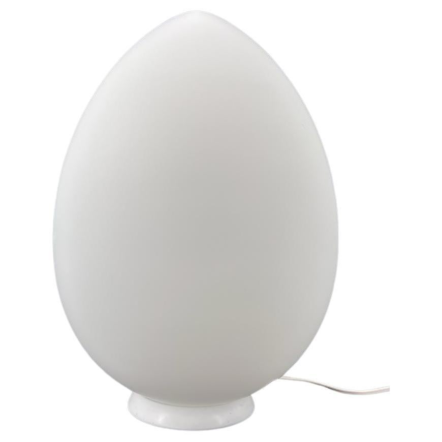 Murano Glass Hand Blown White Egg Lamp, Total White Edition Big Size Table Lamp For Sale