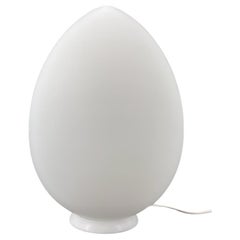Murano Glass Hand Blown White Egg Lamp, Total White Edition Big Size Table Lamp