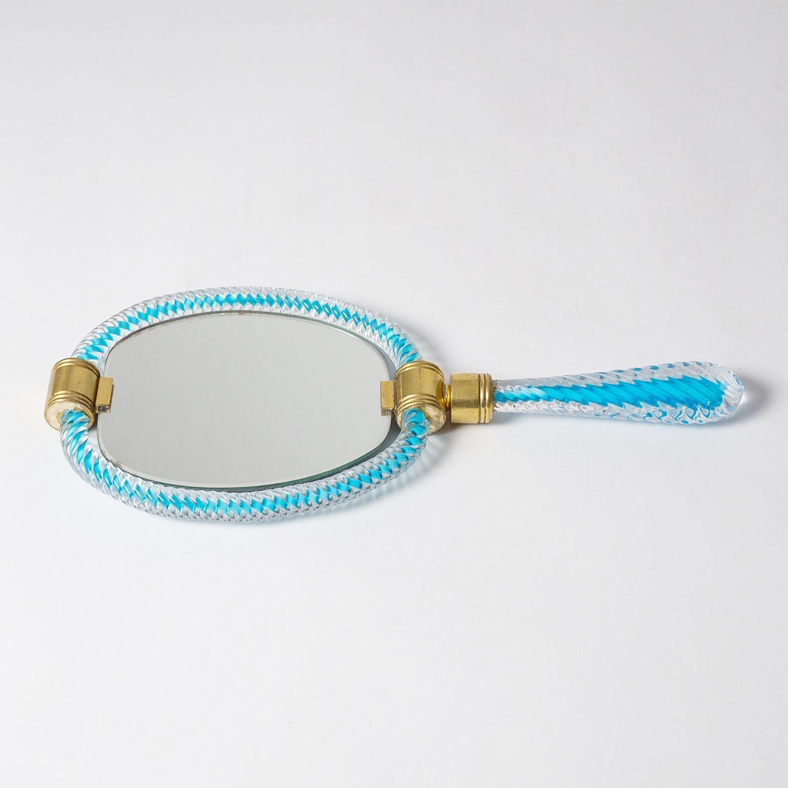 Murano Glass Hand Mirror, 1940s 3