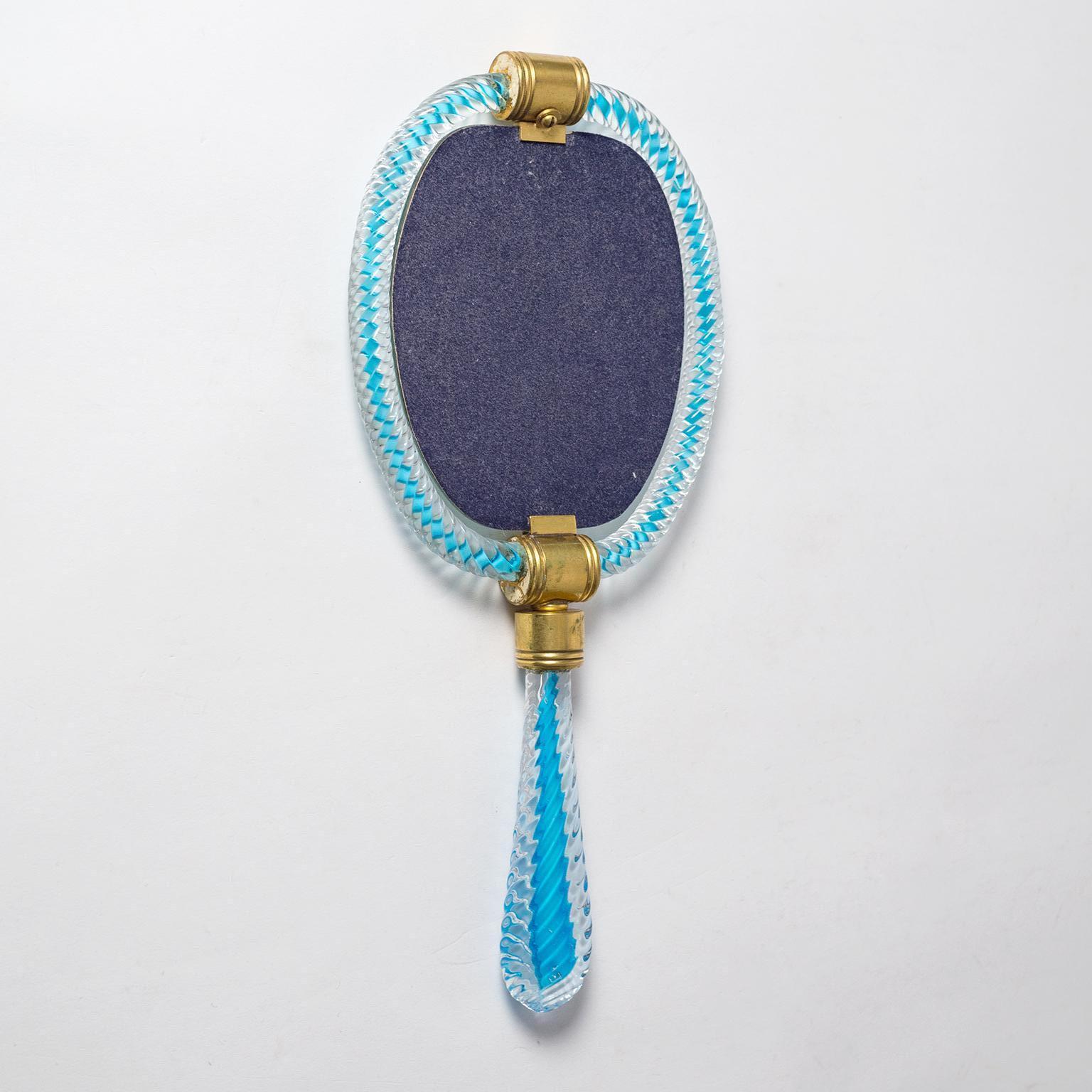 Murano Glass Hand Mirror, 1940s In Good Condition In Vienna, AT