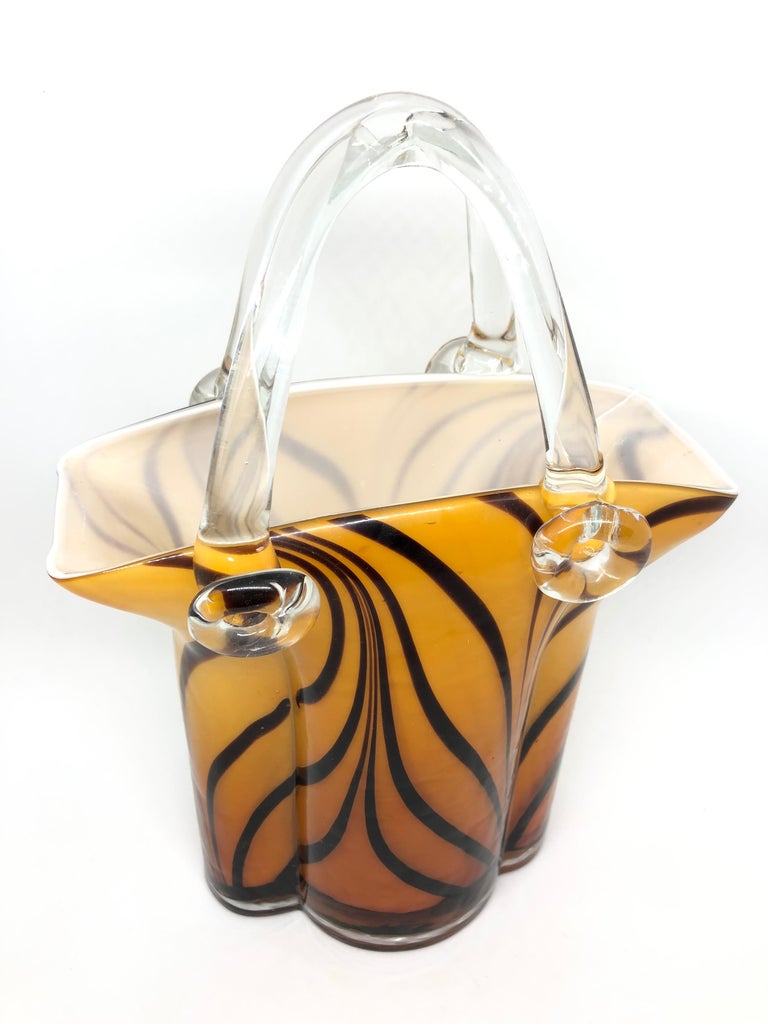 Murano Glass Handbag Vase Sommerso Vintage, Italy, 1960s For Sale at