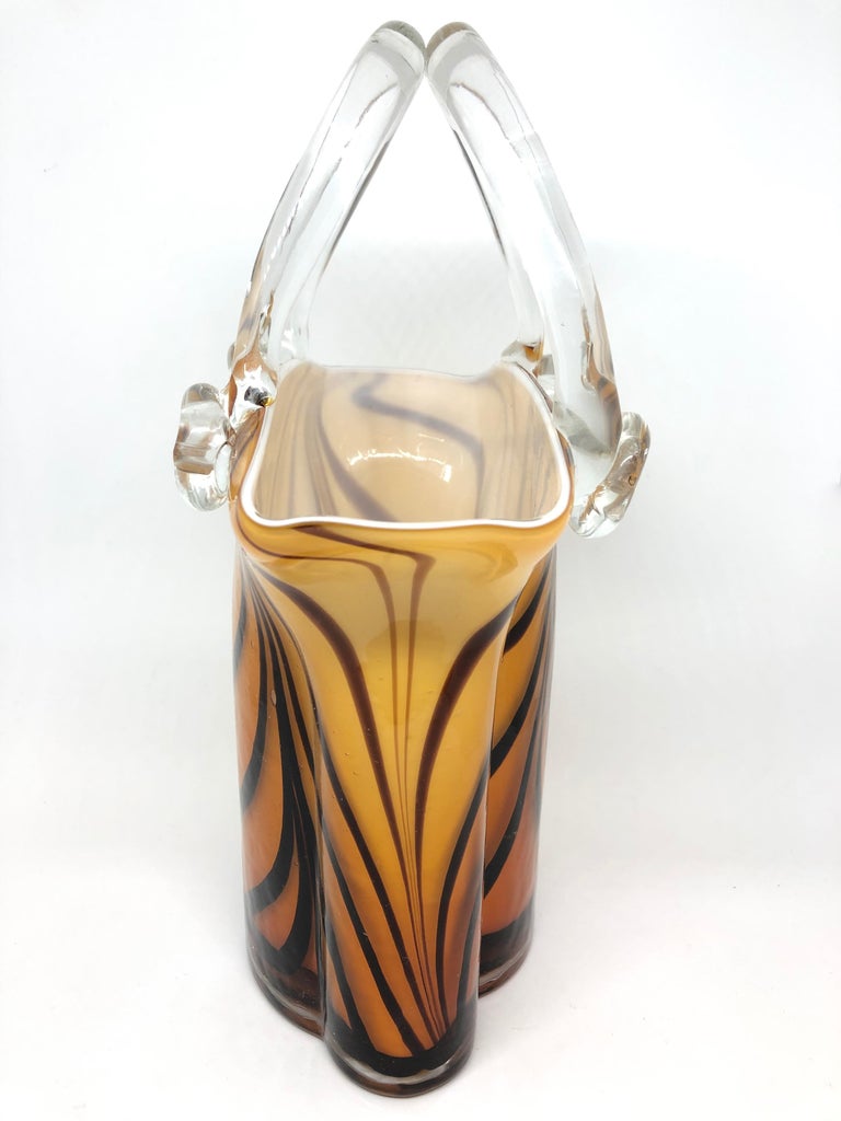Murano Glass Handbag Vase Sommerso Vintage, Italy, 1960s For Sale at