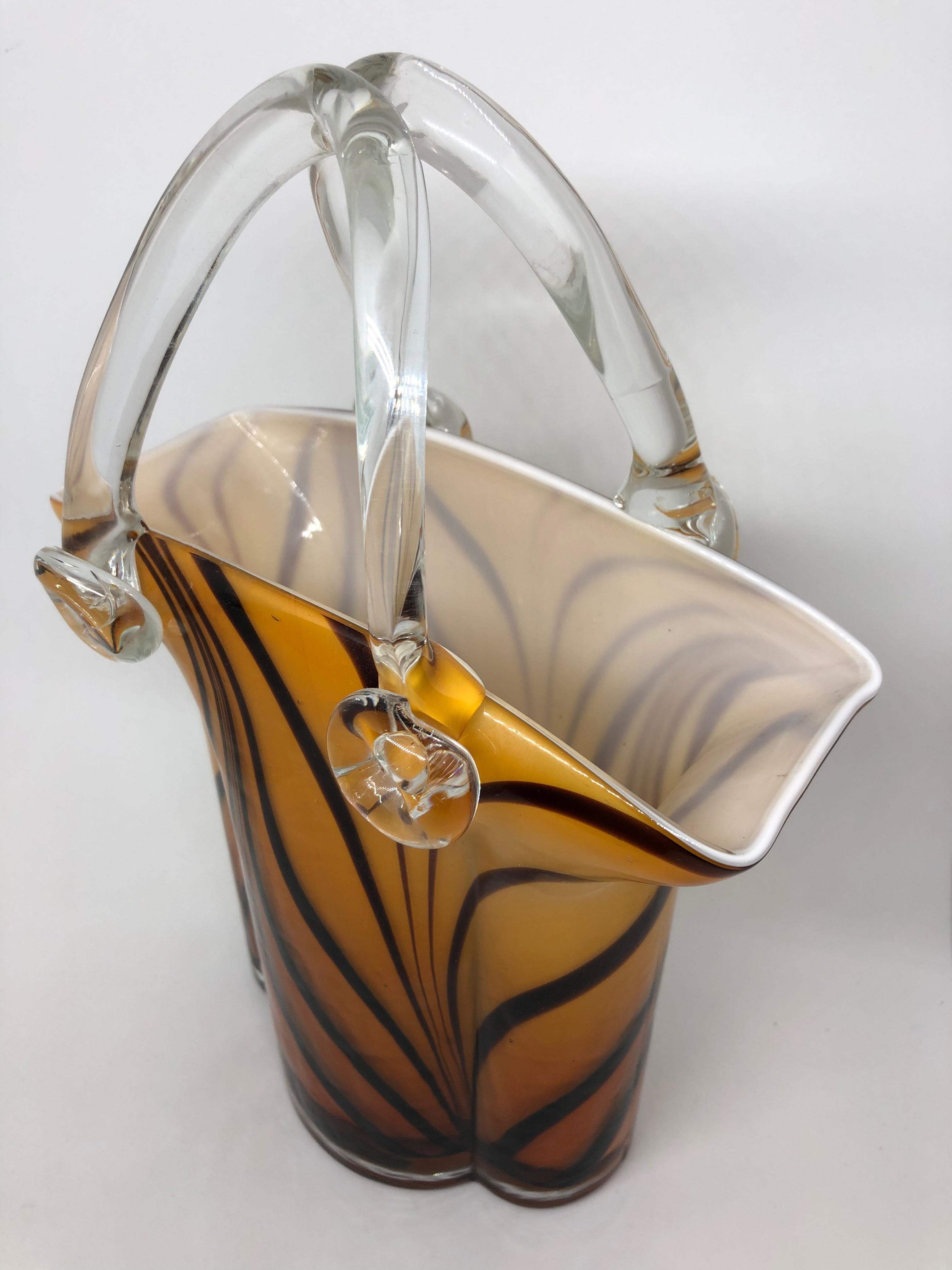 Murano Glass Handbag Vase Sommerso Vintage, Italy, 1960s In Good Condition In Nuernberg, DE