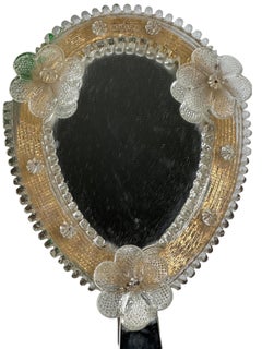 Murano-Glas Hand- oder Wandspiegel, ca. 1950er Jahre, Italien, Venedig, Venetien